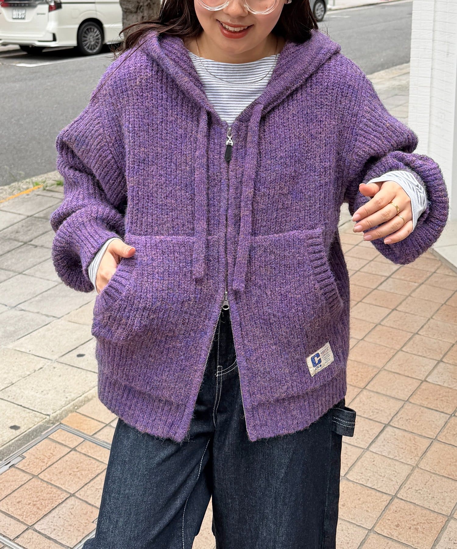 CPCM(シーピーシーエム) モヘアライクニットジップパーカー