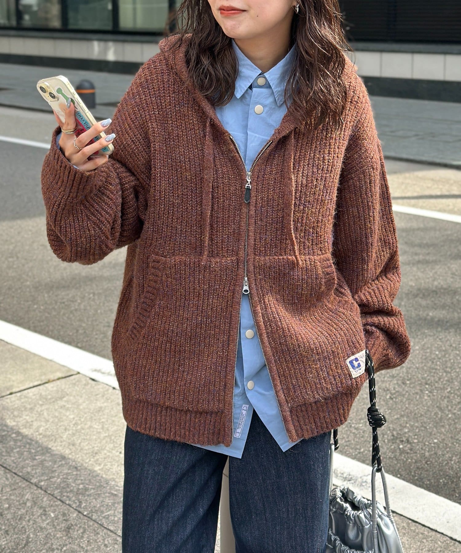 CPCM(シーピーシーエム) モヘアライクニットジップパーカー