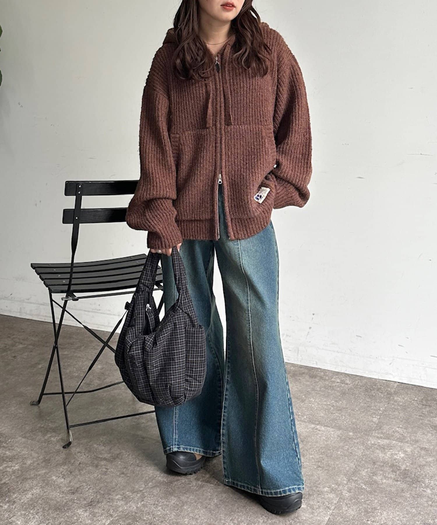 CPCM(シーピーシーエム) モヘアライクニットジップパーカー