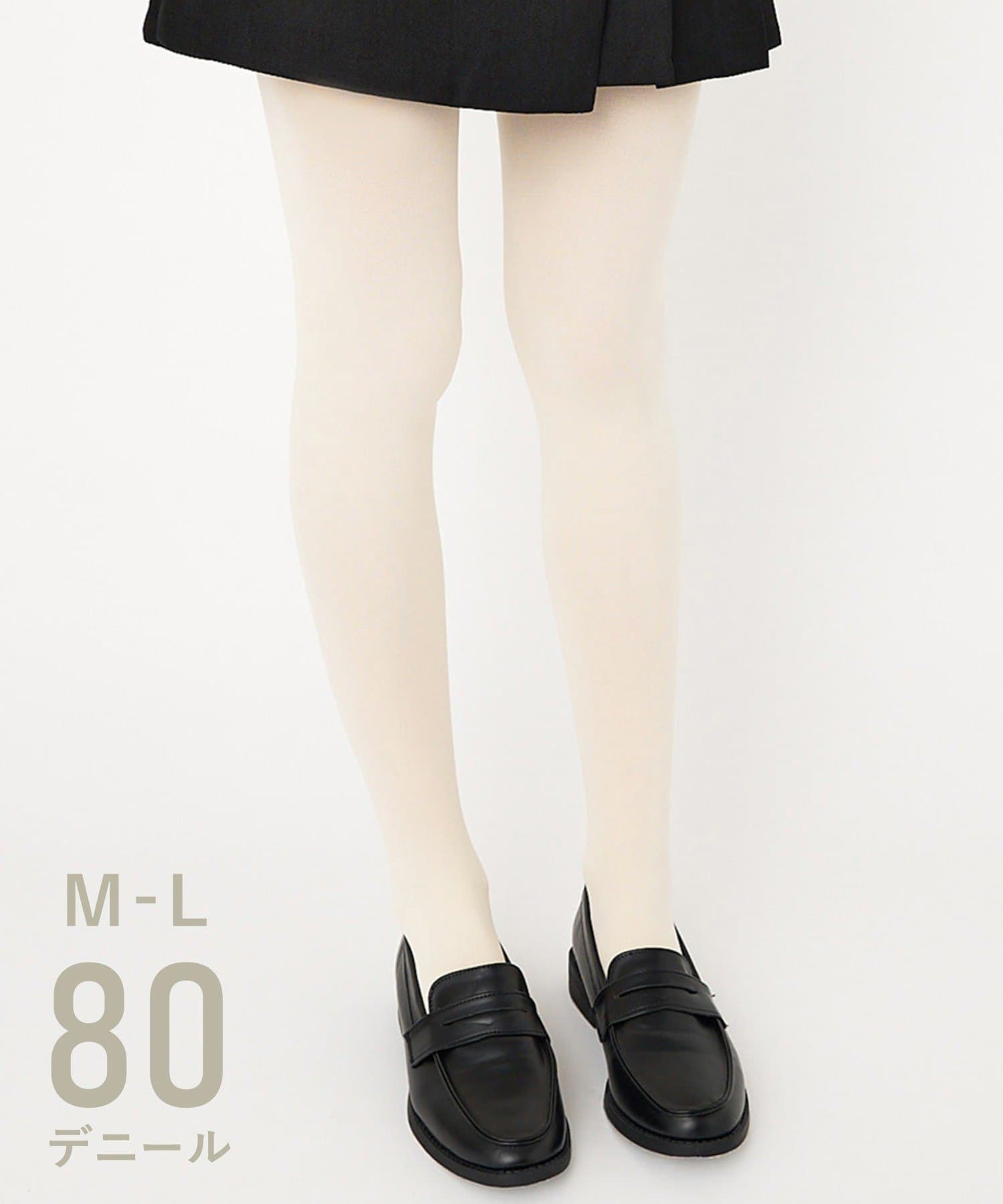 3COINS(スリーコインズ) プレーティング編み80デニールカラータイツ：M～L