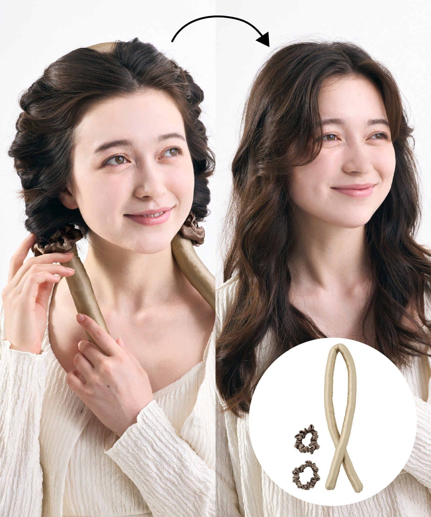 3COINS(スリーコインズ) シルクシュシュ付きヘアカーラー