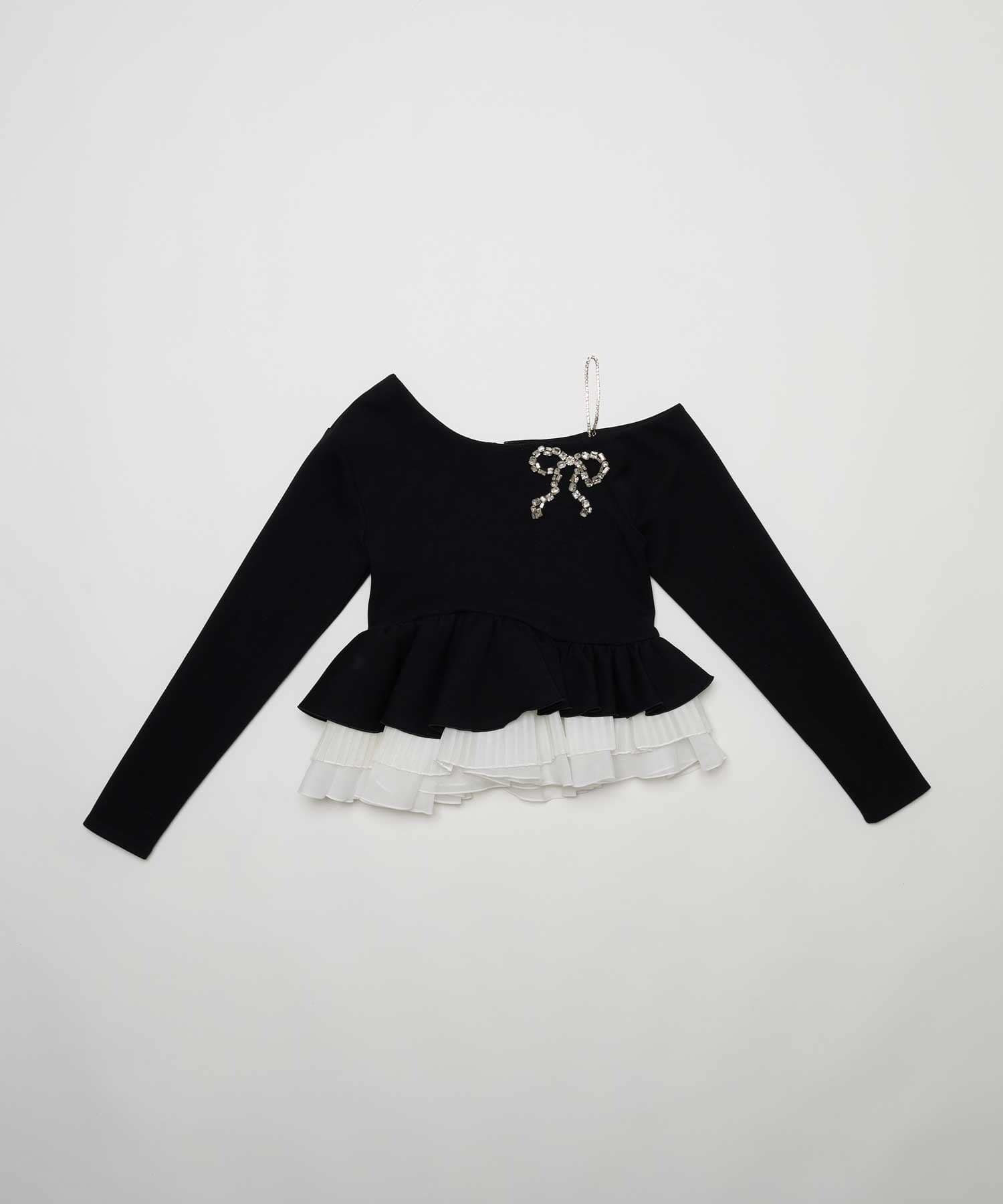 Belle Charme(ベルシャルム) Sheer Frill Peplum Tops