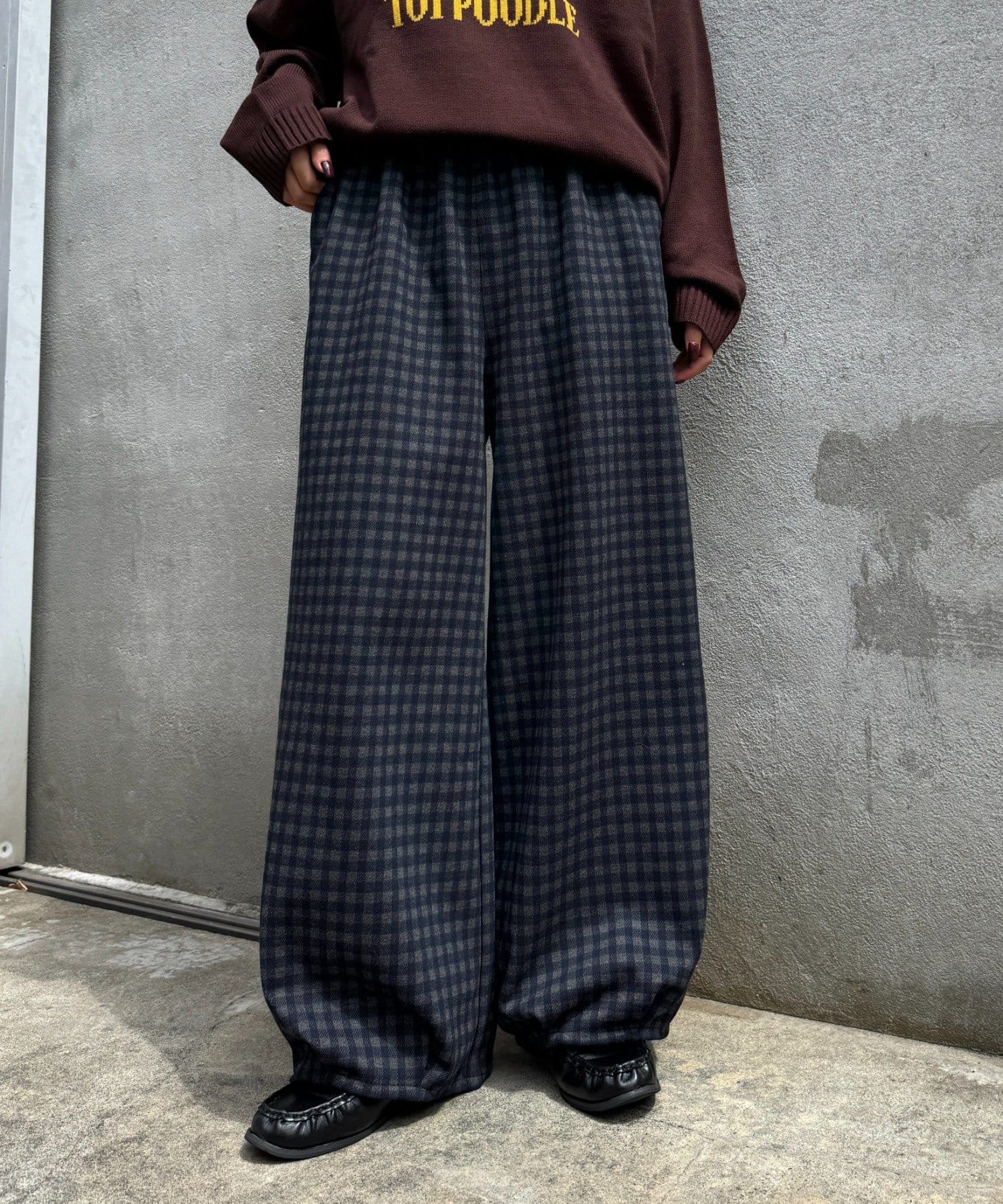 CIAOPANIC TYPY(チャオパニックティピー) 【UNISEX】カットメルトンチェックカーブパンツ
