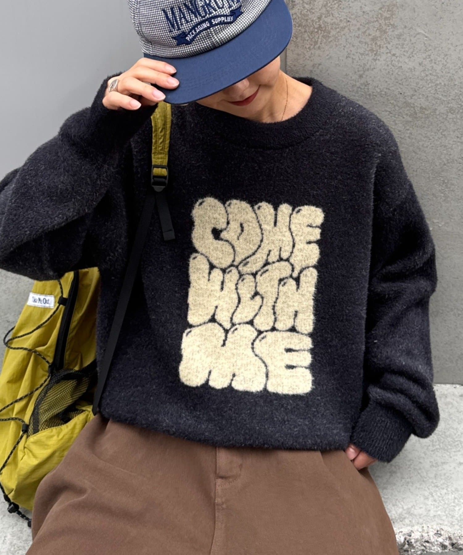 CIAOPANIC TYPY(チャオパニックティピー) 【UNISEX】ニュアンスロゴシャギーニット