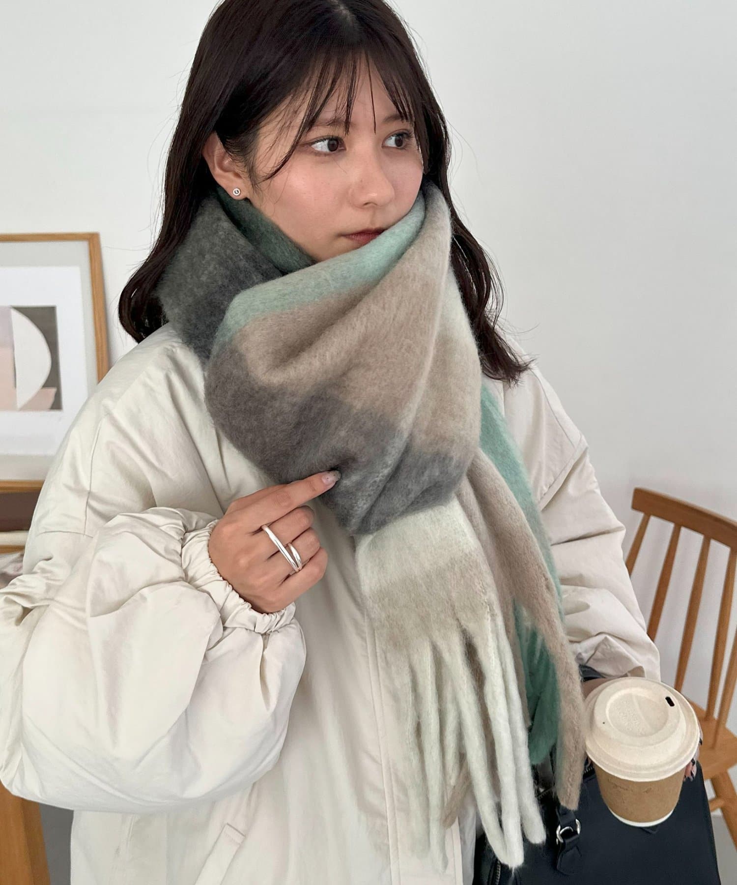 WEB限定】起毛フェイクウールチェック柄マフラー | DISCOAT(ディス