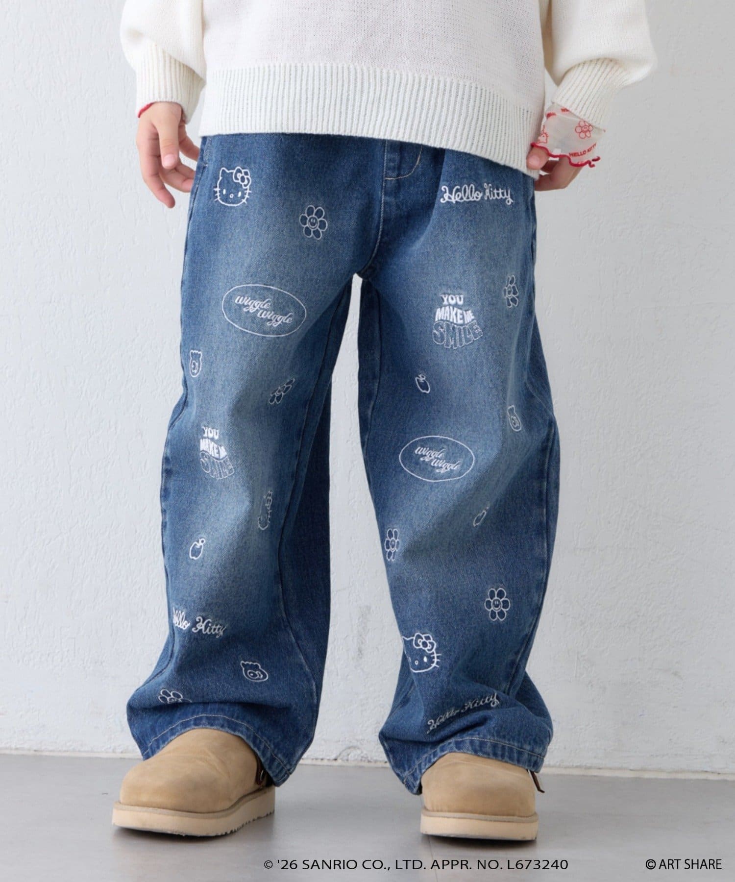 CIAOPANIC TYPY(チャオパニックティピー) サンリオキャラクターズ ❘ wiggle wiggle ❘ CIAOPANIC TYPY【KIDS】総柄刺繍デニム