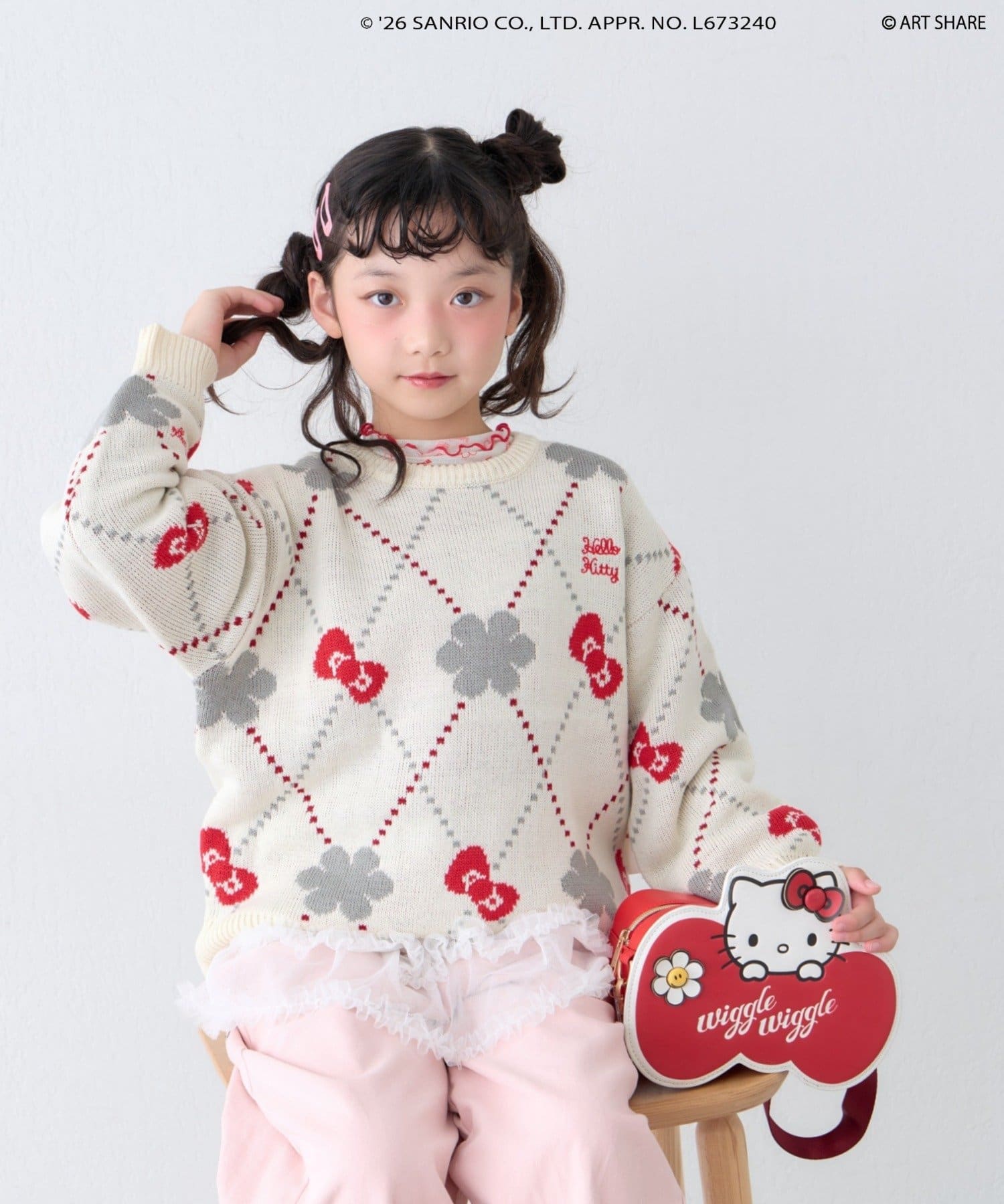 CIAOPANIC TYPY(チャオパニックティピー) サンリオキャラクターズ ❘ wiggle wiggle ❘ CIAOPANIC TYPY【KIDS】総柄ジャガードポイント刺繍ニット