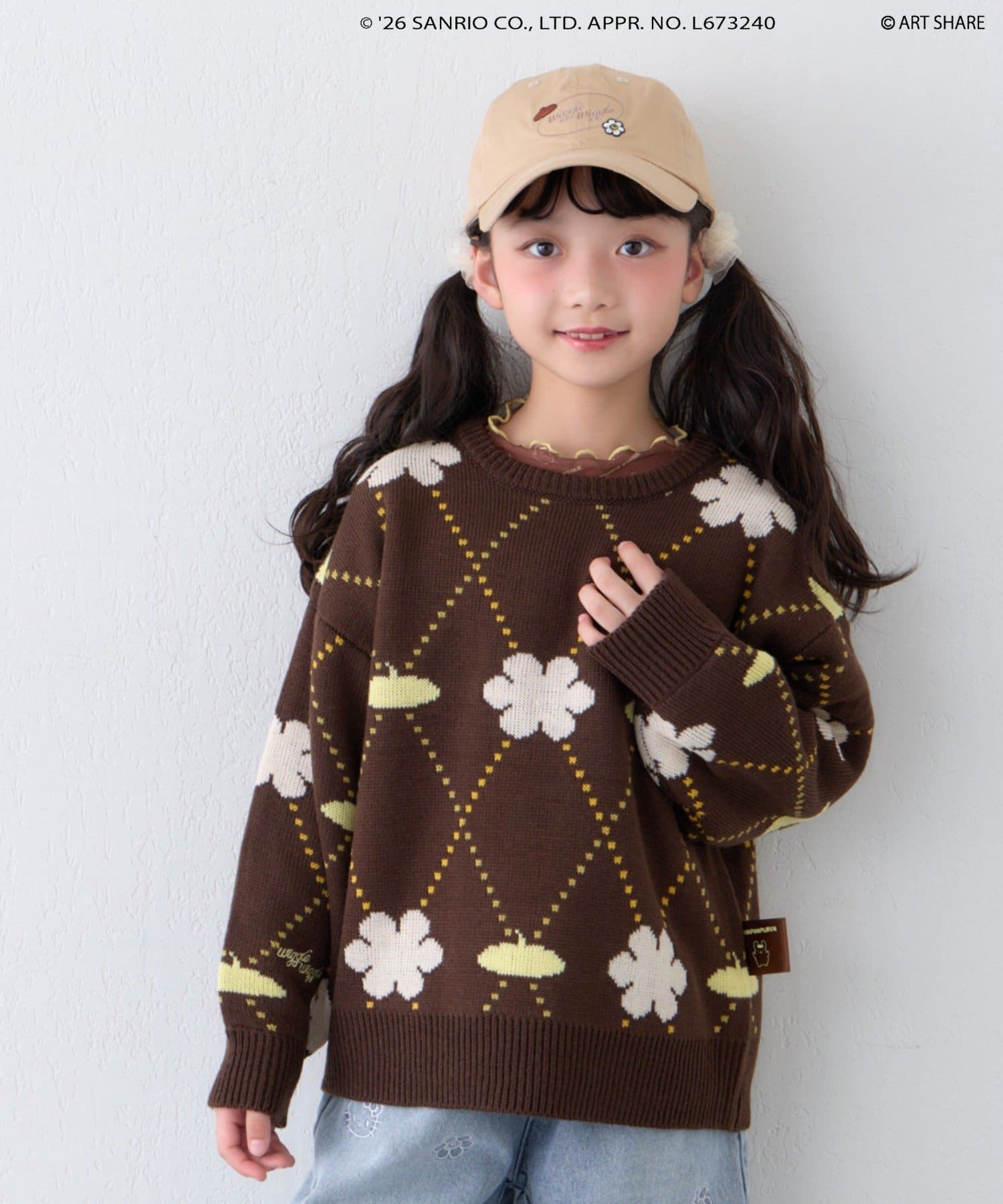 CIAOPANIC TYPY(チャオパニックティピー) サンリオキャラクターズ ❘ wiggle wiggle ❘ CIAOPANIC TYPY【KIDS】総柄ジャガードポイント刺繍ニット