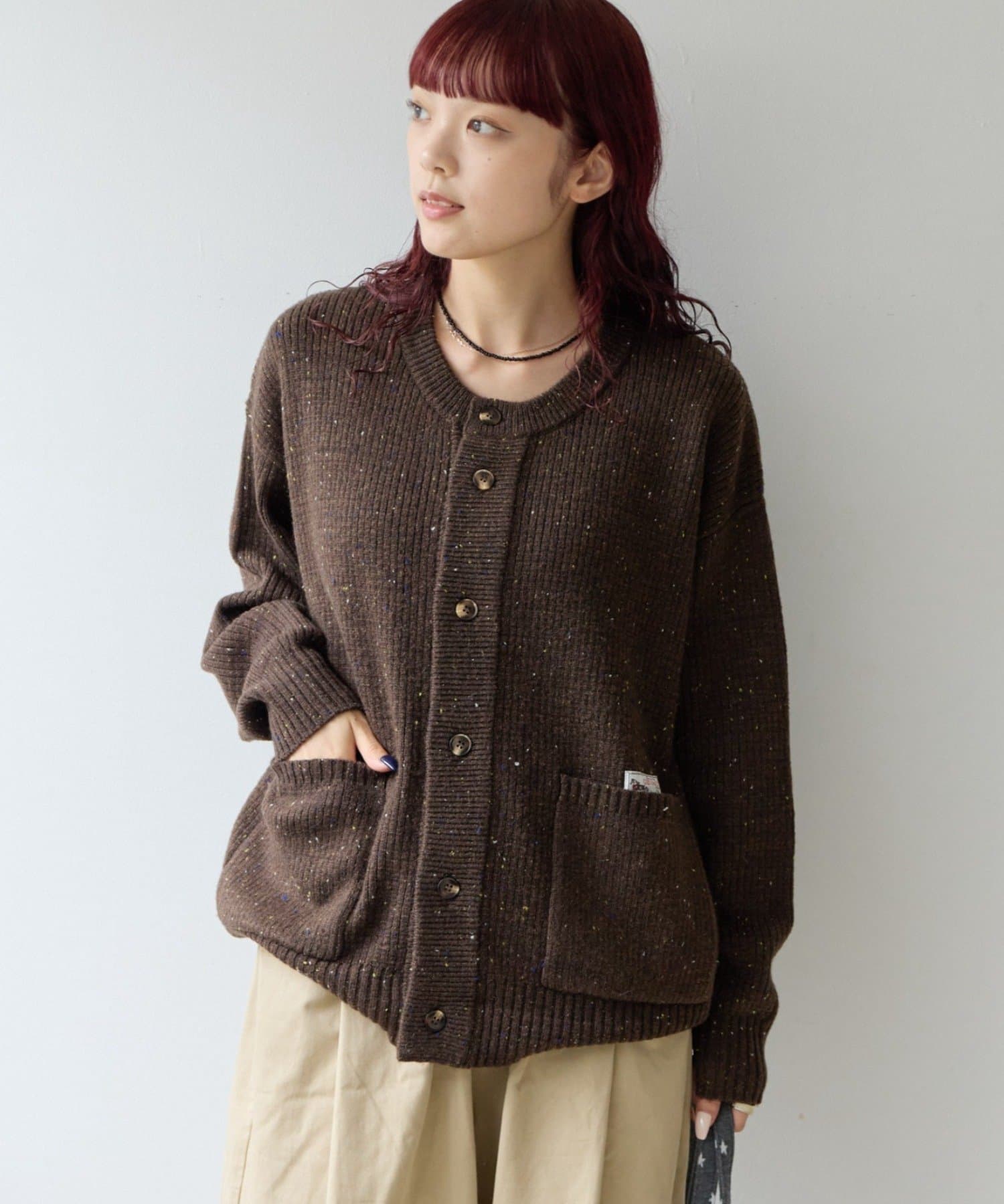 CIAOPANIC TYPY(チャオパニックティピー) 【26Winter展示会 出展商品】【GEVACO】ラウンドネックネップリブカーデ