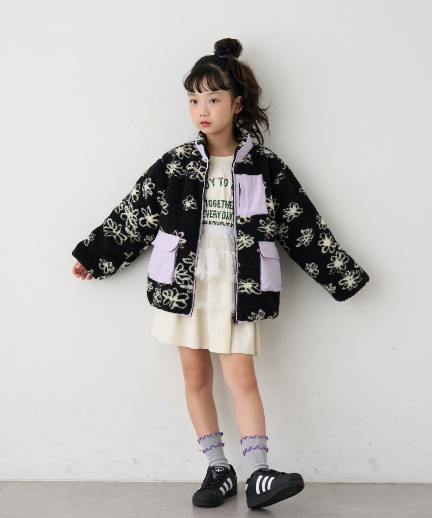 CIAOPANIC TYPY(チャオパニックティピー) 【KIDS】フラワーボア配色ポケットアウター