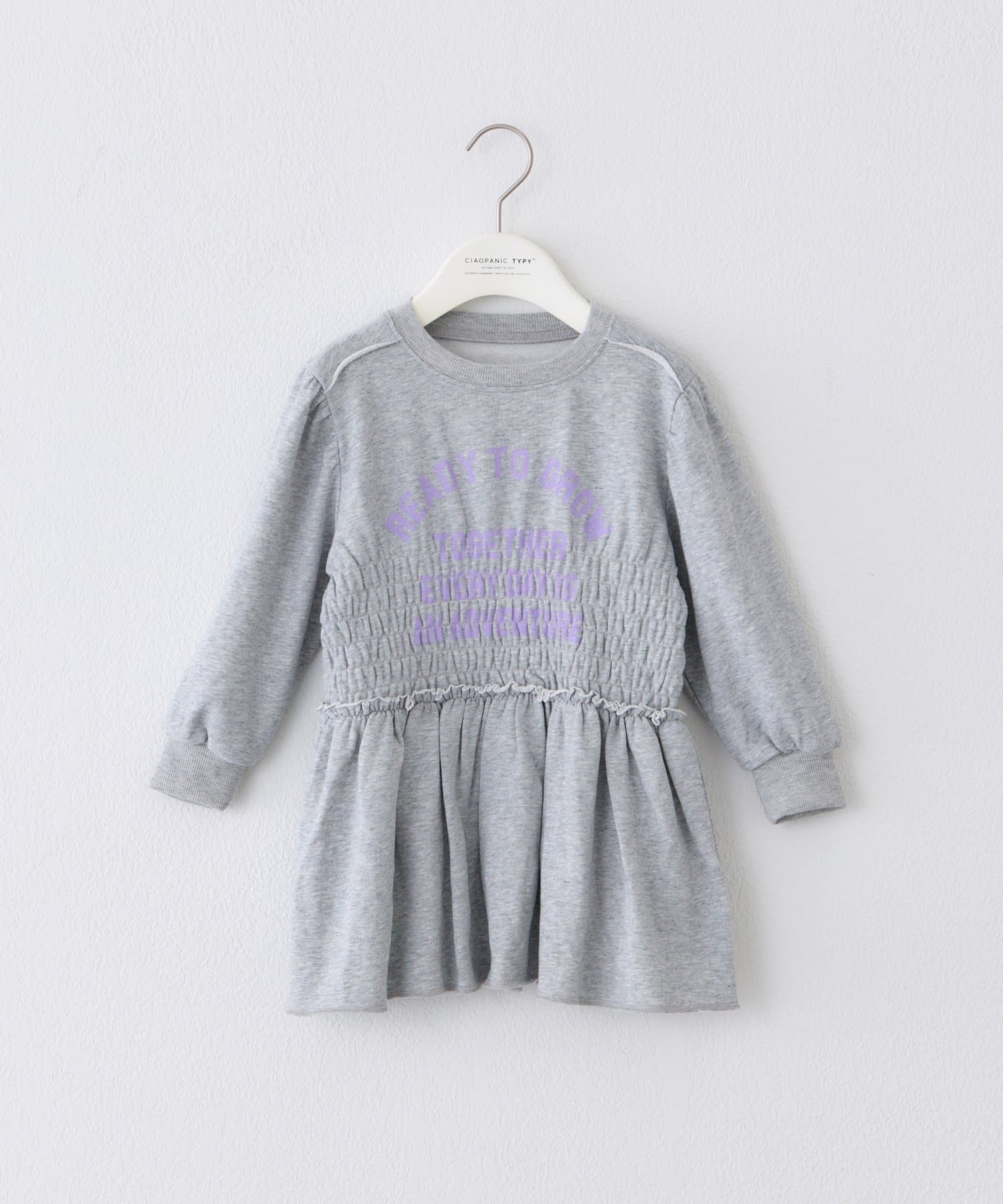 CIAOPANIC TYPY(チャオパニックティピー) 【26Winter展示会 出展商品】【KIDS】ミニ裏毛シャーリングかすれロゴミニワンピチュニック