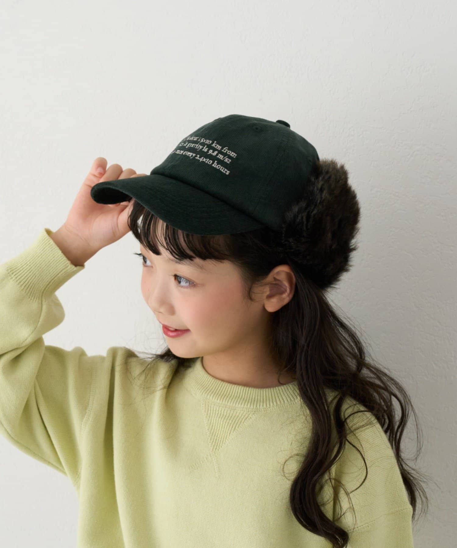 CIAOPANIC TYPY(チャオパニックティピー) 【26Winter展示会 出展商品】【KIDS】フライトファー付きコーデュロイロゴ刺繍CAP