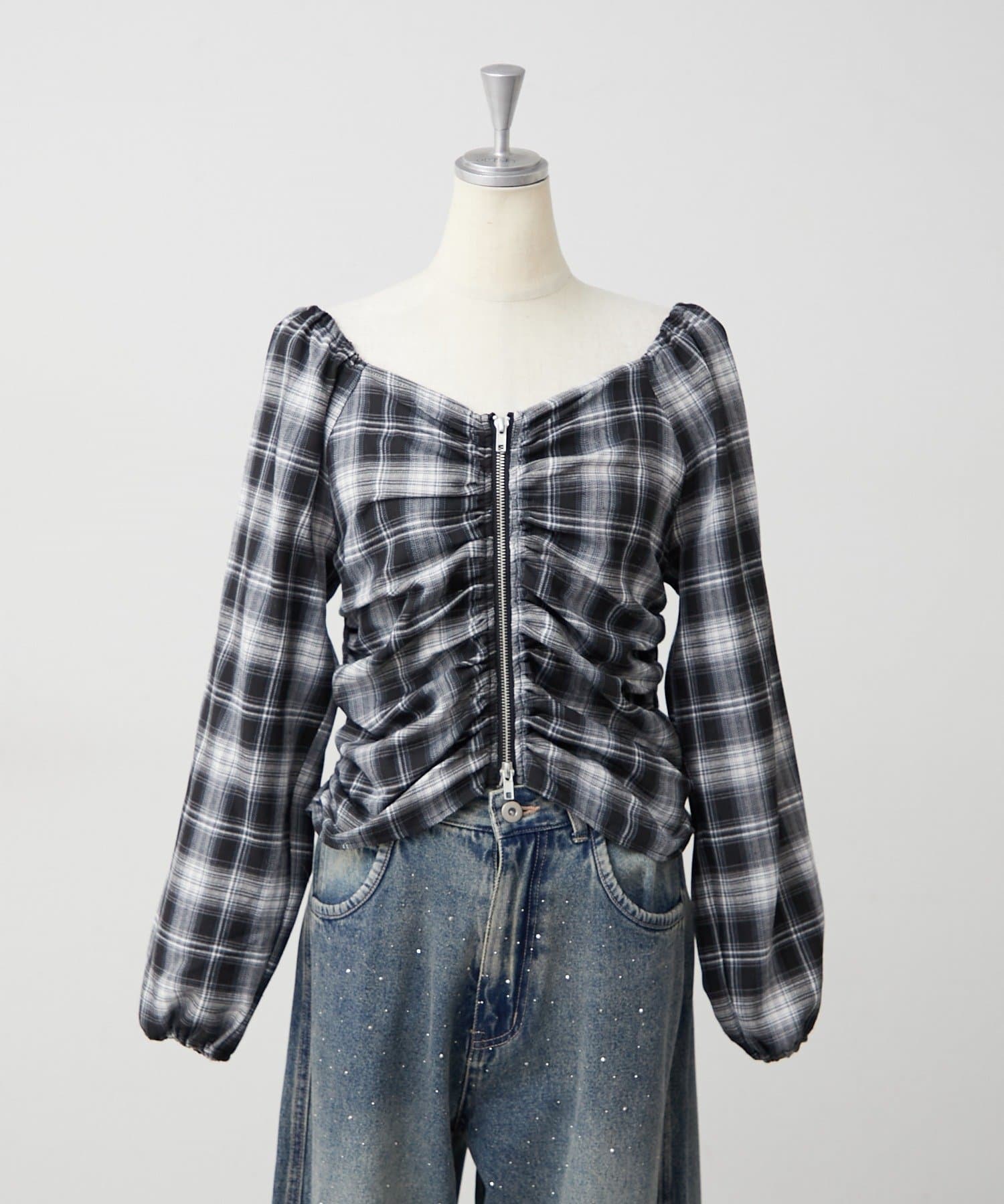NICE CLAUP / OLIVE des OLIVE OUTLET(ナイスクラップ  / オリーブ デ オリーブ アウトレット) 【ANOTHER BRANCH】アソートWジップブラウス