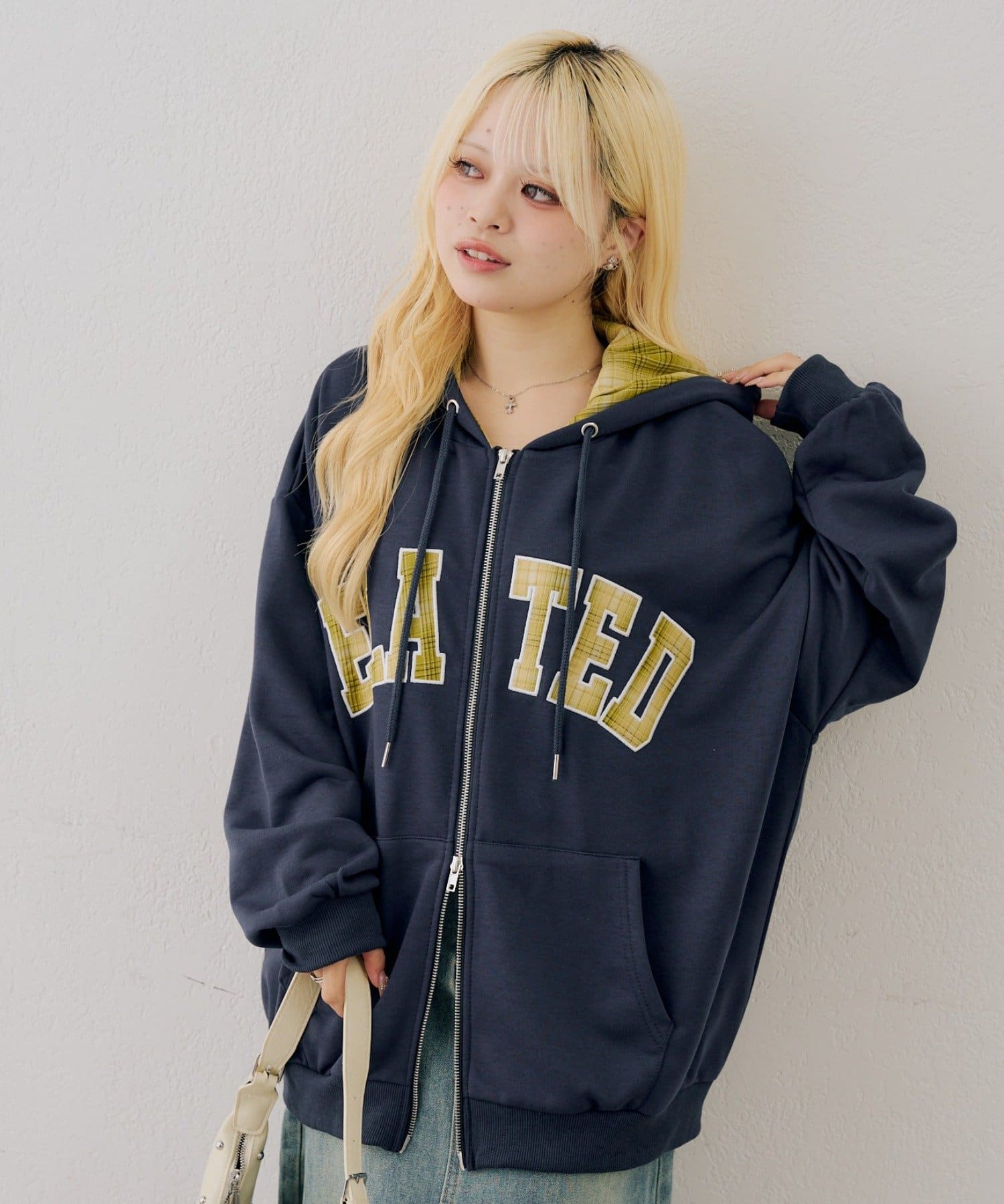 ANOTHER BRANCH】裏起毛配色ロゴZIPパーカー | NICE CLAUP / OLIVE des