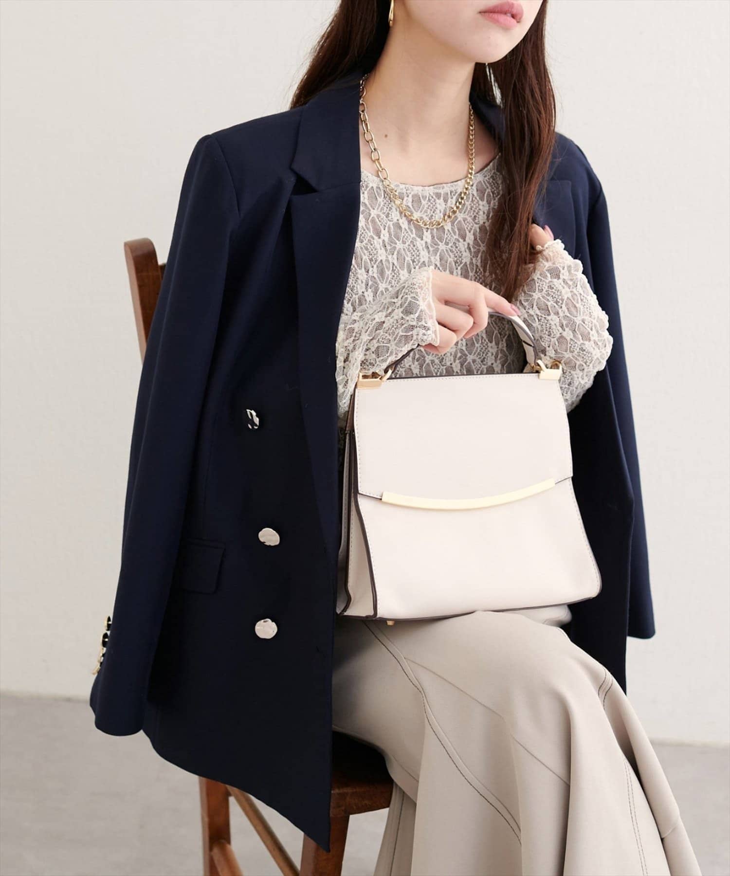 natural couture(ナチュラルクチュール) べこべこ金釦テーラージャケット