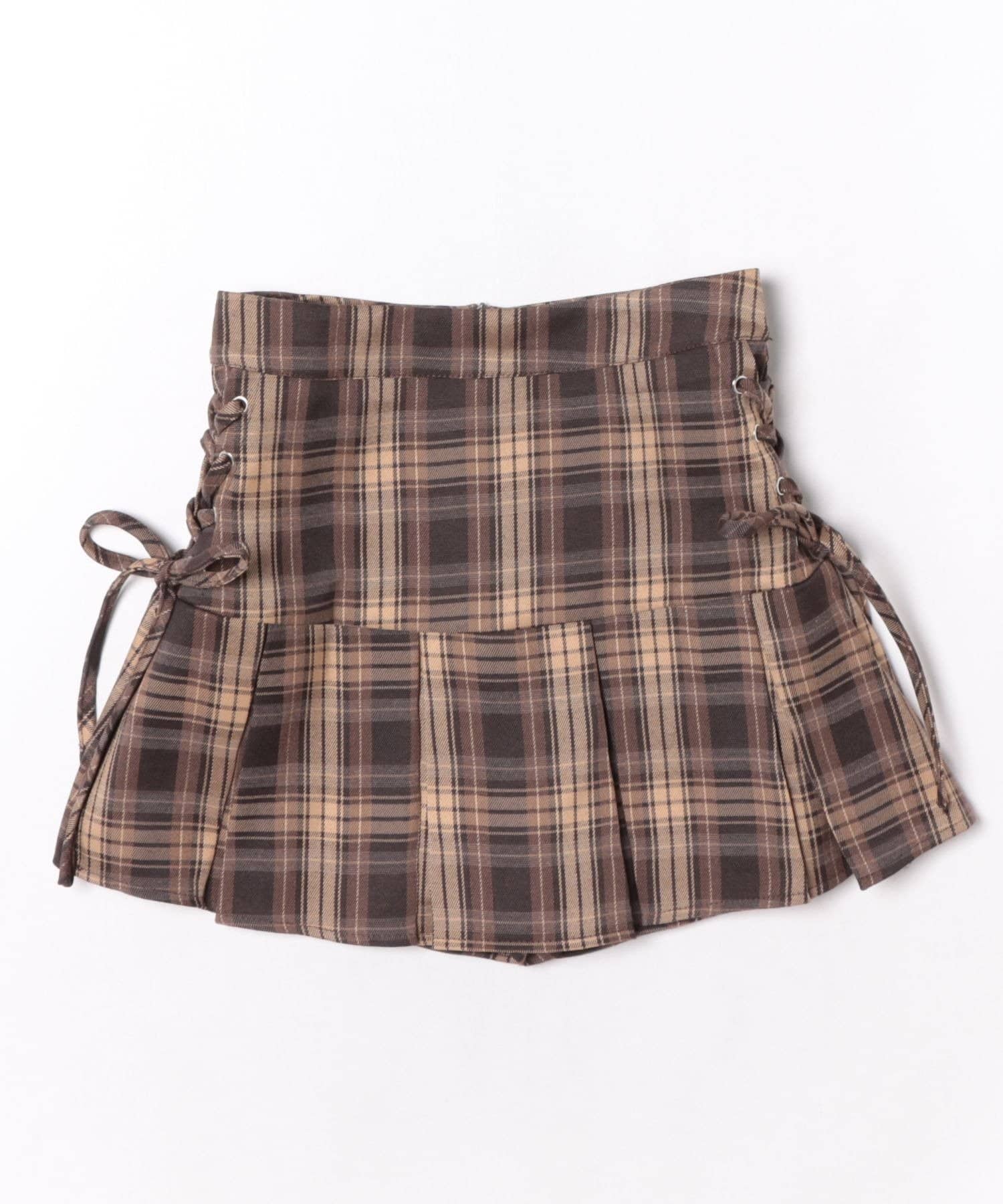 NICE CLAUP / OLIVE des OLIVE OUTLET(ナイスクラップ  / オリーブ デ オリーブ アウトレット) 【continuer】サイドレースアッププリーツミニスカート