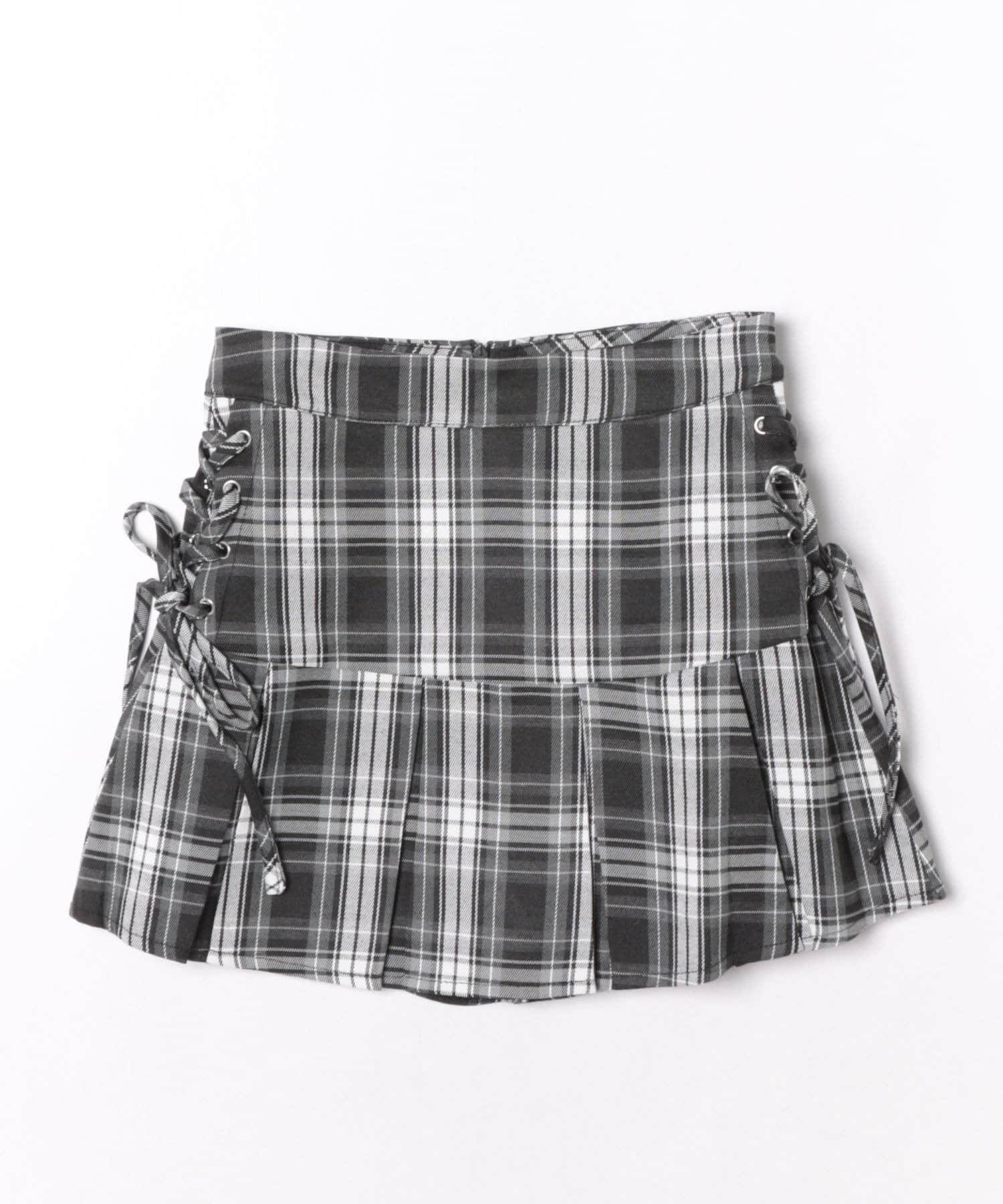 NICE CLAUP / OLIVE des OLIVE OUTLET(ナイスクラップ  / オリーブ デ オリーブ アウトレット) 【continuer】サイドレースアッププリーツミニスカート