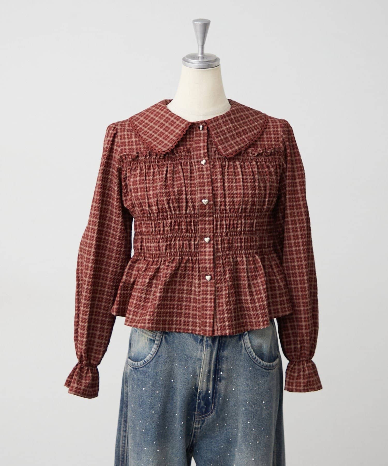 NICE CLAUP / OLIVE des OLIVE OUTLET(ナイスクラップ  / オリーブ デ オリーブ アウトレット) 【continuer】シャーリングペプラムブラウス