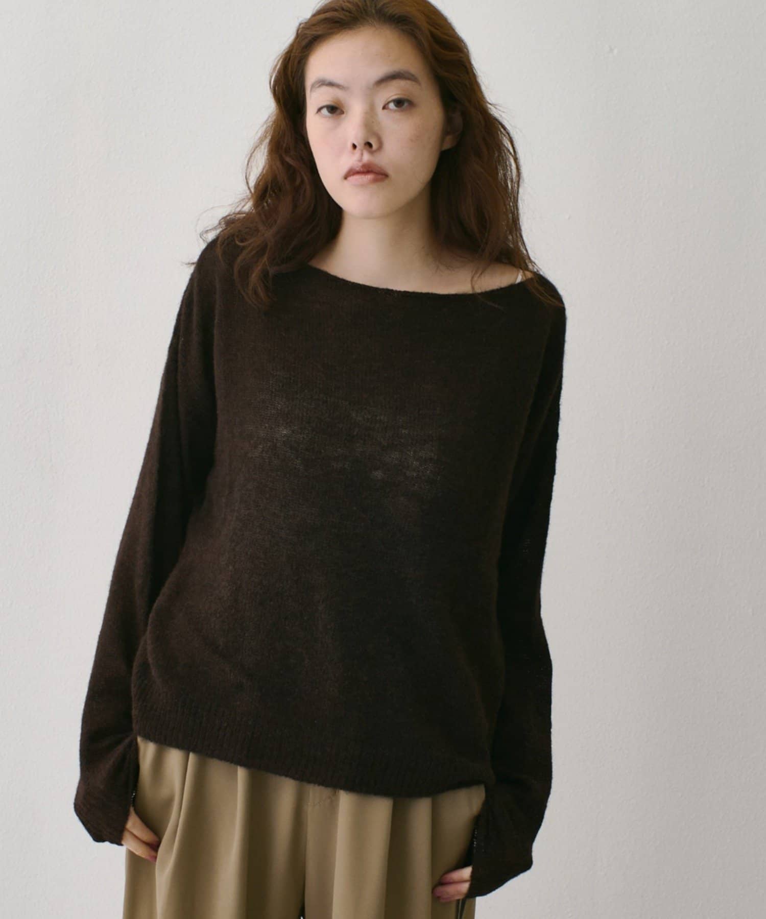 COLONY 2139(コロニー トゥーワンスリーナイン) 2WAYモヘアタッチルーズメッシュニットプルオーバー