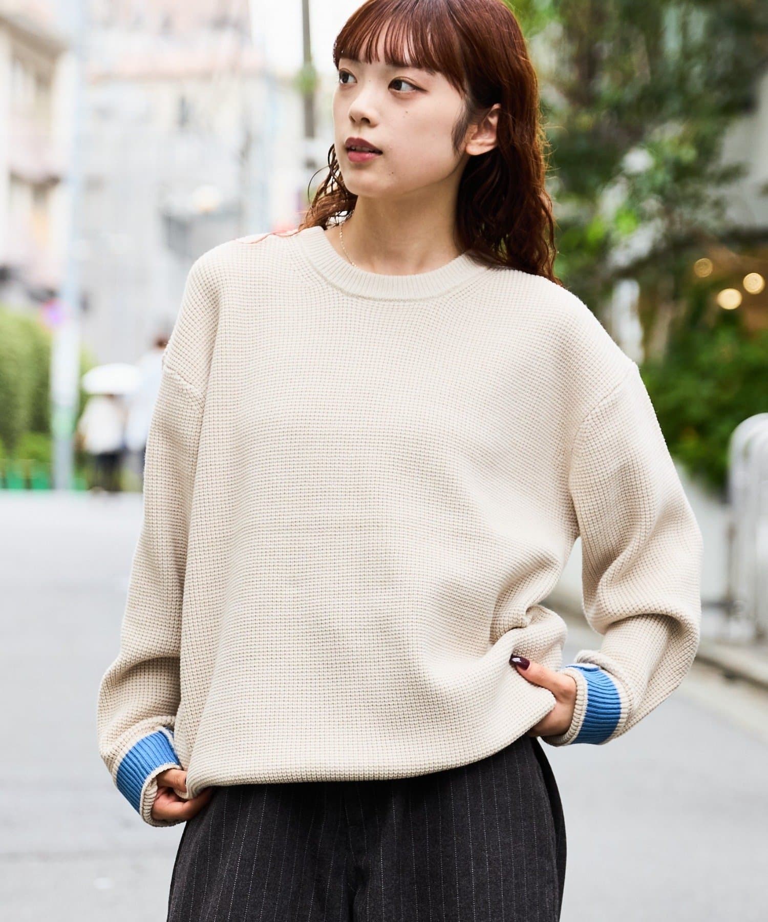CIAOPANIC TYPY(チャオパニックティピー) 【ヨレにくく、お手入れ簡単】【UNISEX】キープシェイプワッフルニットプルオーバー