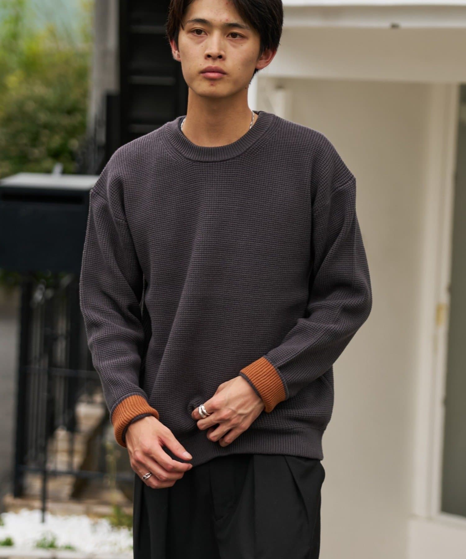 CIAOPANIC TYPY(チャオパニックティピー) 【ヨレにくく、お手入れ簡単】【UNISEX】キープシェイプワッフルニットプルオーバー