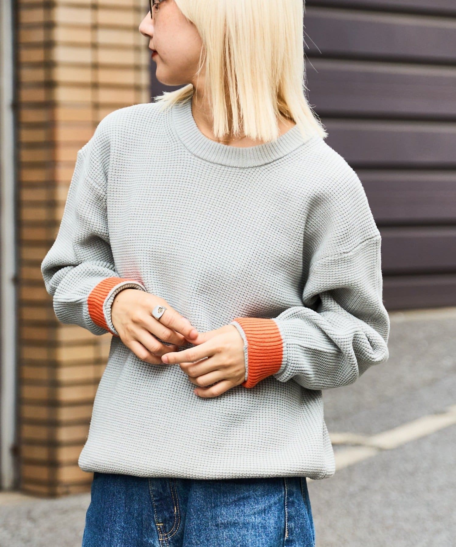 CIAOPANIC TYPY(チャオパニックティピー) 【ヨレにくく、お手入れ簡単】【UNISEX】キープシェイプワッフルニットプルオーバー
