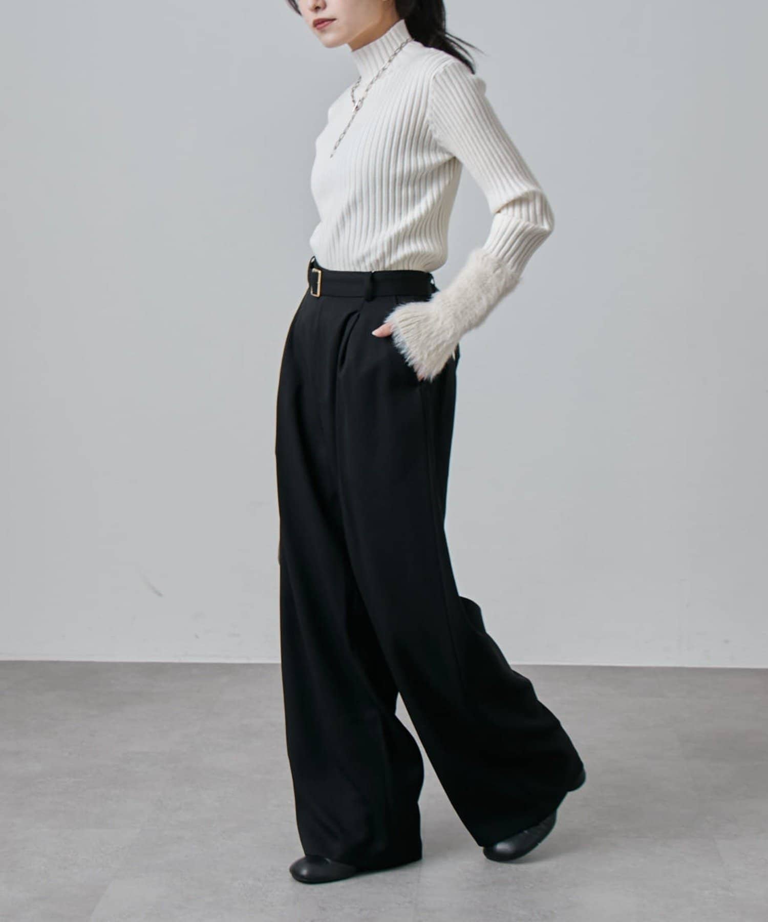Lui's(ルイス) 袖フェザーリブタートルニット 26aw
