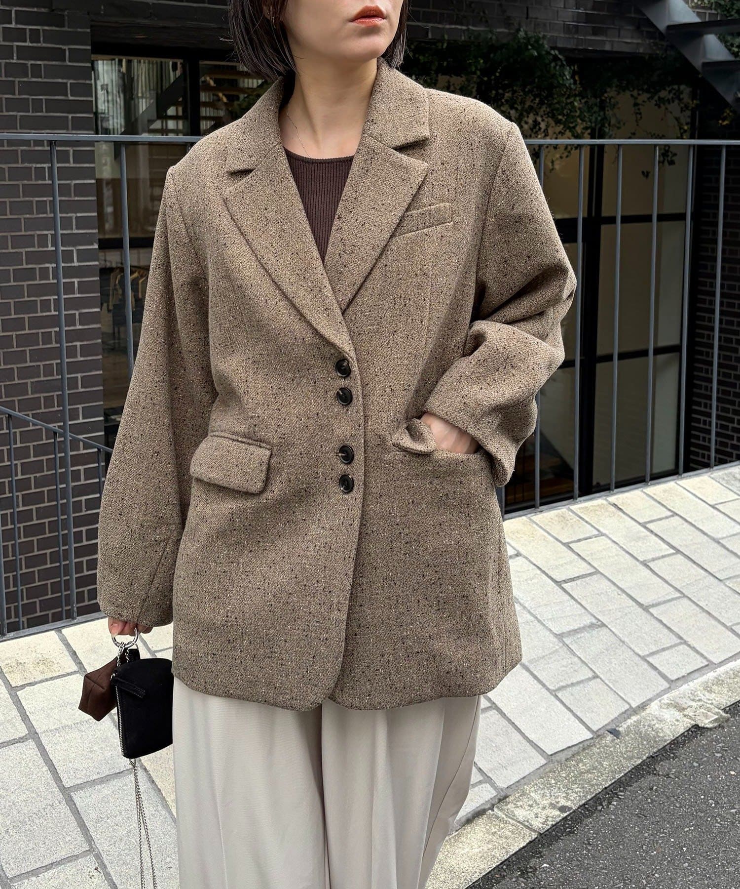 CAPRICIEUX LE'MAGE(カプリシュレマージュ) ネップツイードジャケットコート