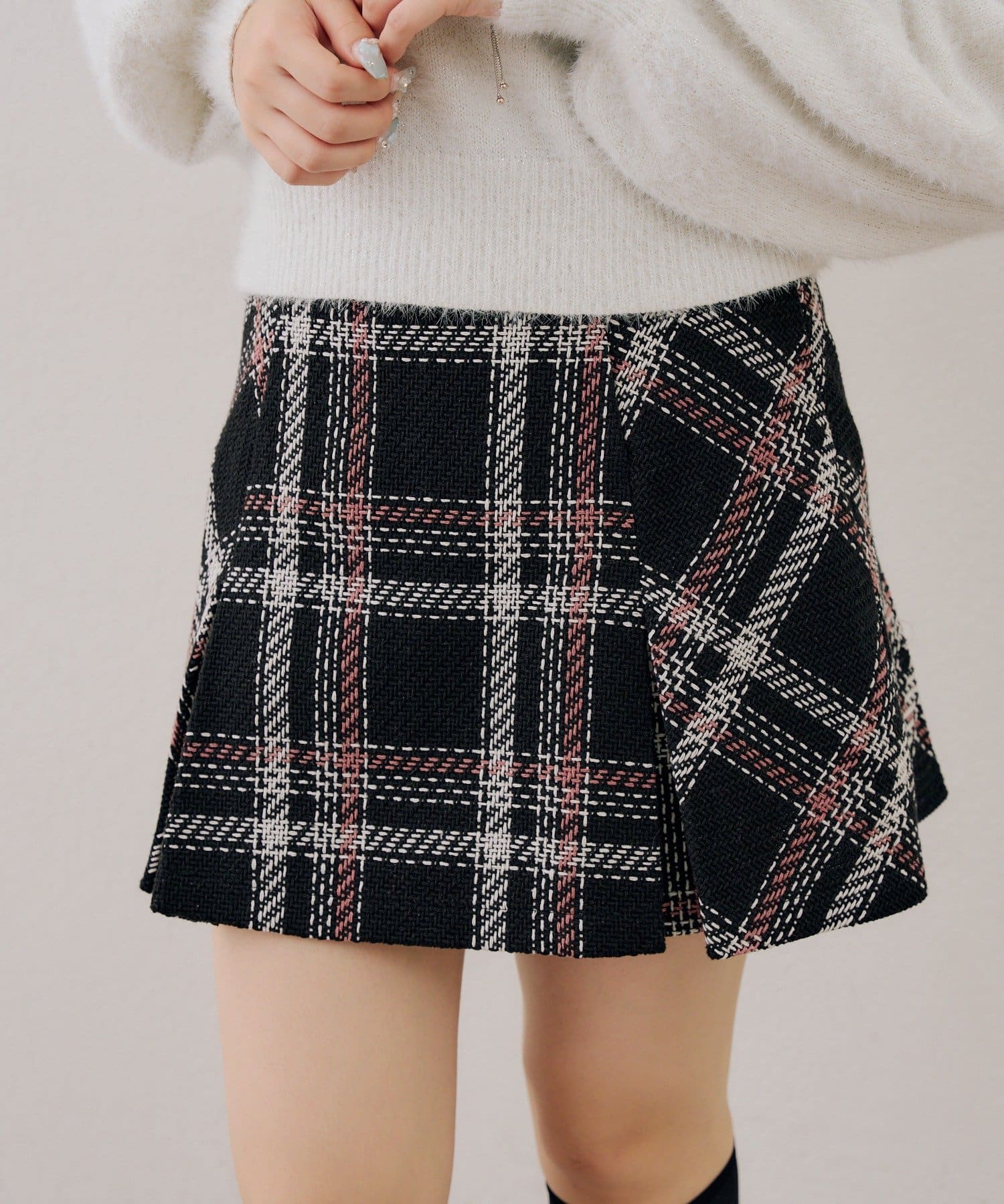 NICE CLAUP / OLIVE des OLIVE OUTLET(ナイスクラップ  / オリーブ デ オリーブ アウトレット) 【continuer】ボックスプリーツミニスカート