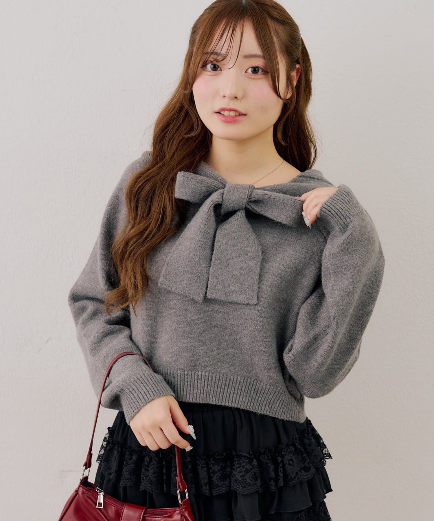 NICE CLAUP / OLIVE des OLIVE OUTLET(ナイスクラップ  / オリーブ デ オリーブ アウトレット) 【continuer】ビッグリボンニットパーカー