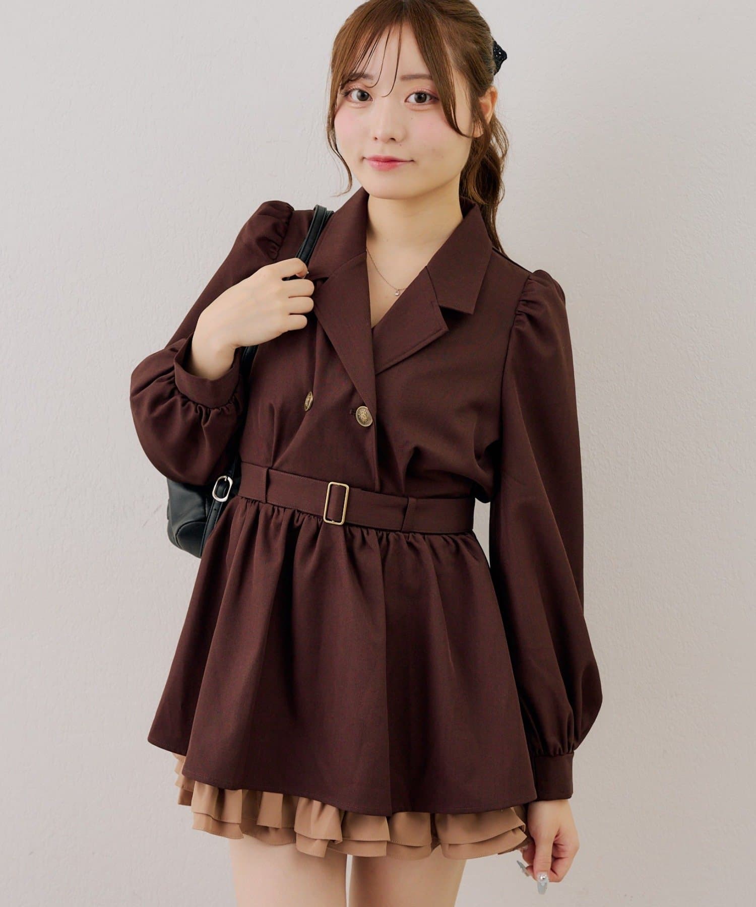 NICE CLAUP / OLIVE des OLIVE OUTLET(ナイスクラップ  / オリーブ デ オリーブ アウトレット) 【continuer】ベルト付きテーラーミニワンピース