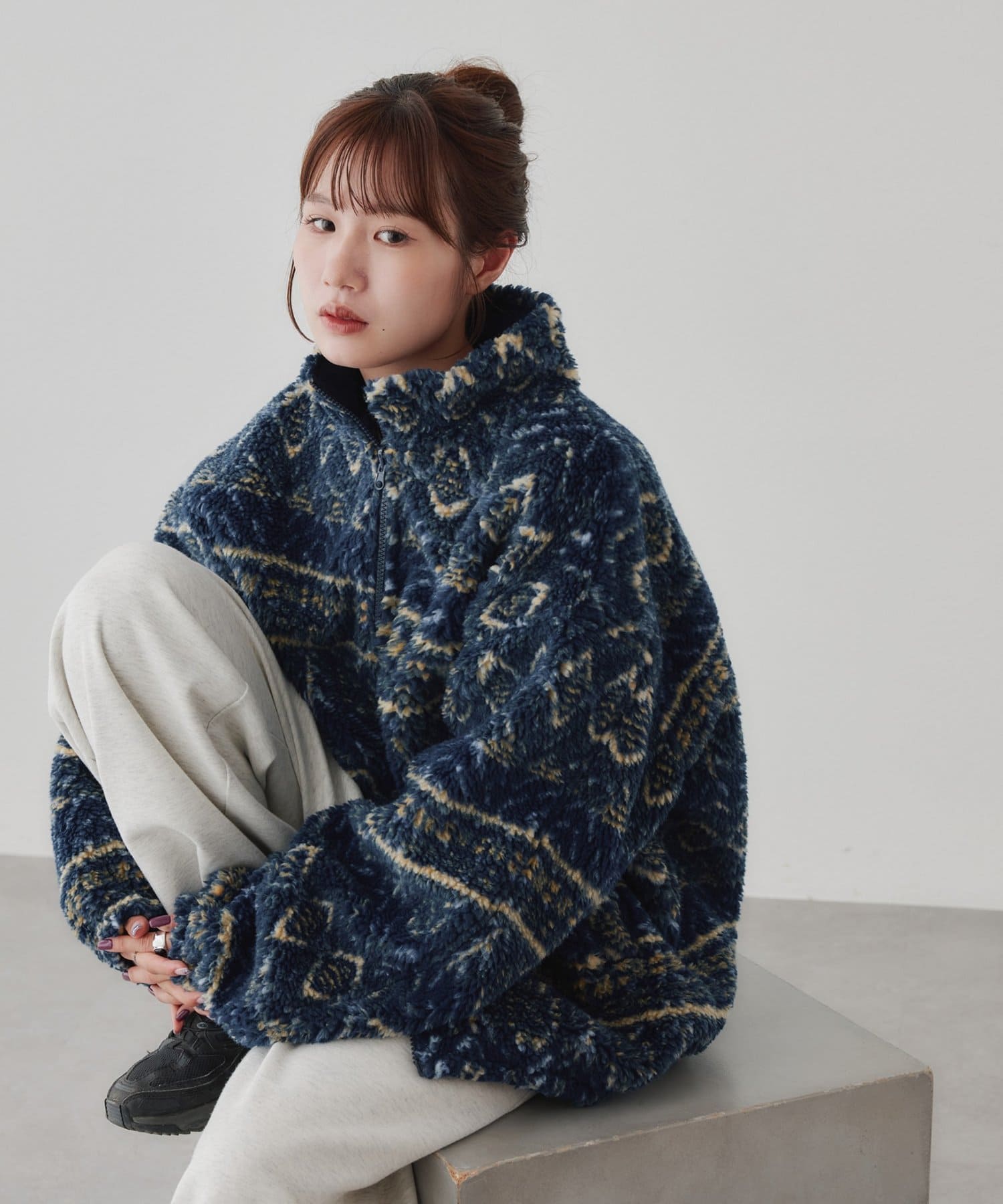 DISCOAT(ディスコート) 【Enlude】総柄ボアリバーシブルブルゾン《ユニセックス》