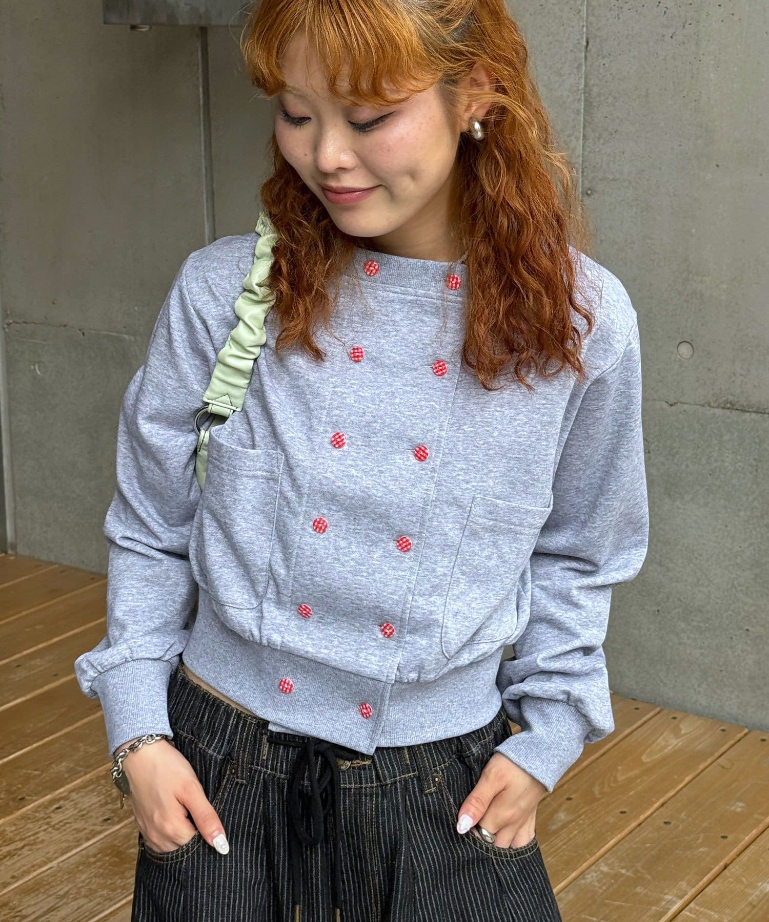 CIAOPANIC(チャオパニック) チェックダブルボタンスウェットカーディガン