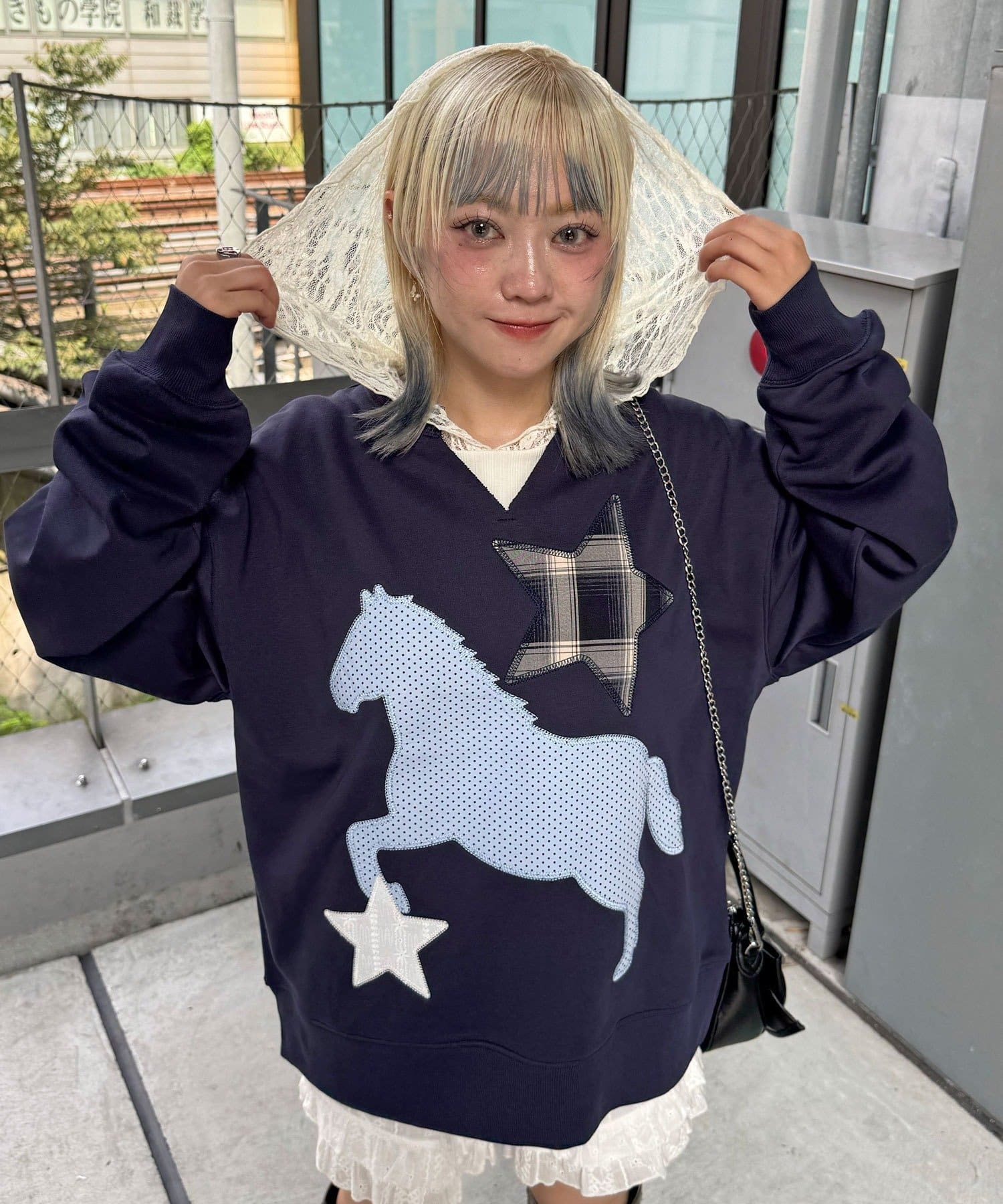 CIAOPANIC(チャオパニック) ホースパッチワークスウェットプルオーバー