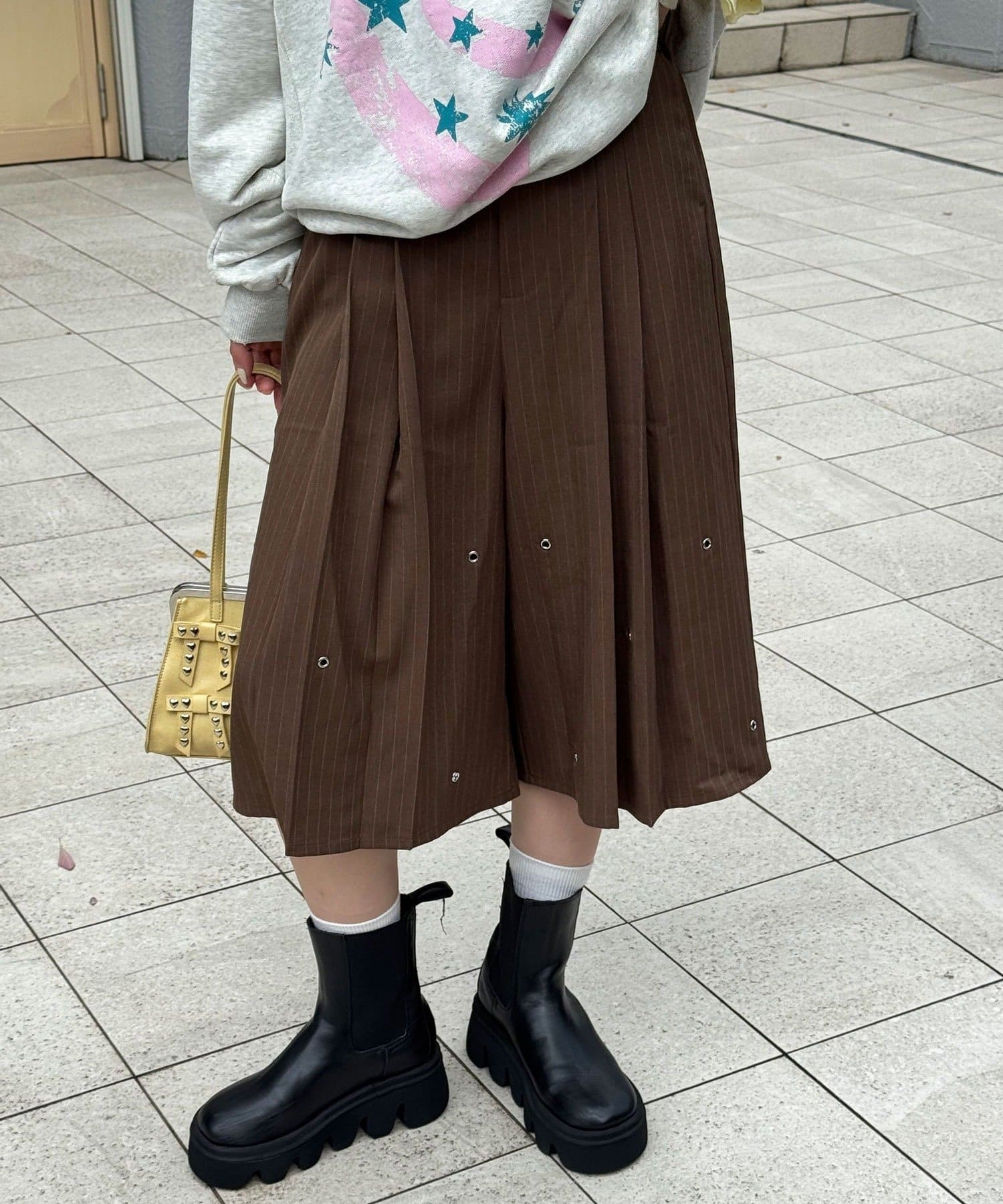 CIAOPANIC(チャオパニック) ハトメプリーツスラックスハーフパンツ