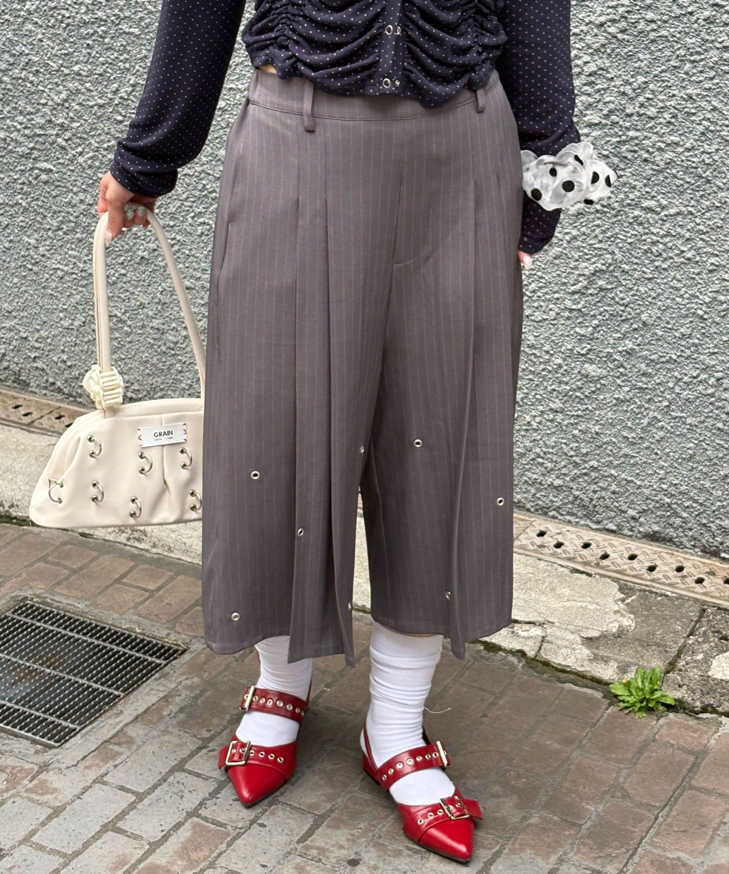 CIAOPANIC(チャオパニック) ハトメプリーツスラックスハーフパンツ