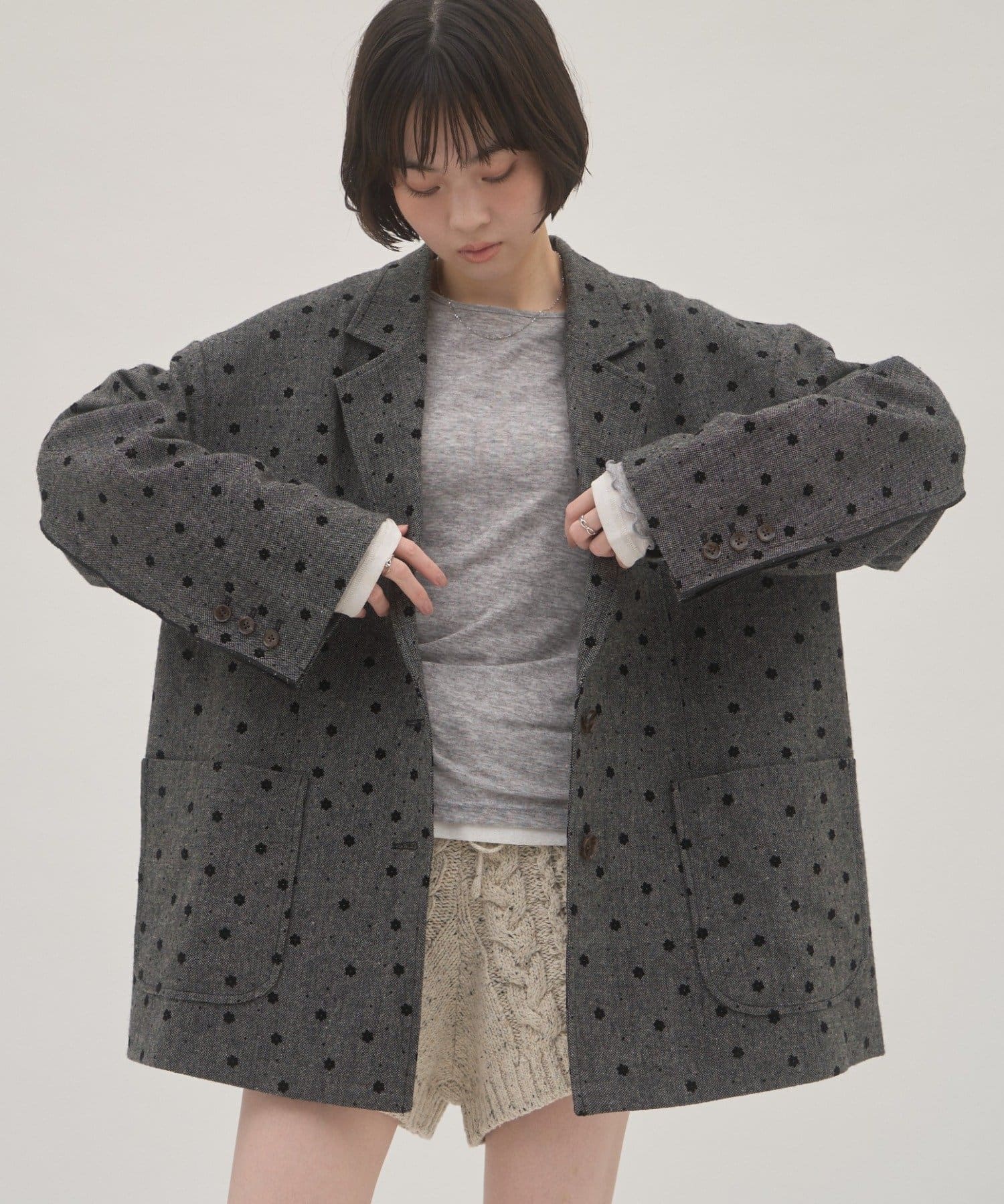 CIAOPANIC TYPY(チャオパニックティピー) 【26Winter展示会 出展商品】【willow】フロッキー花柄ドットツイードジャケット