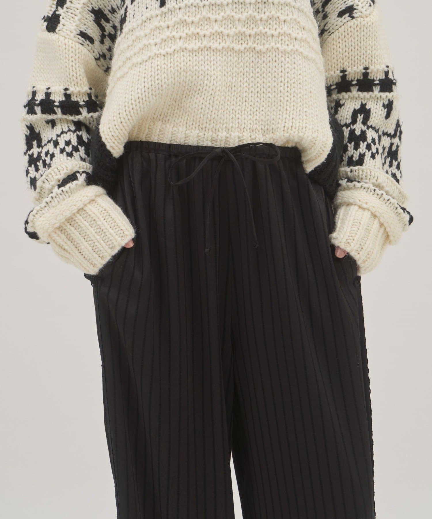 CIAOPANIC TYPY(チャオパニックティピー) 【26Winter展示会 出展商品】【willow】ストライプサテン脇レースイージーパンツ