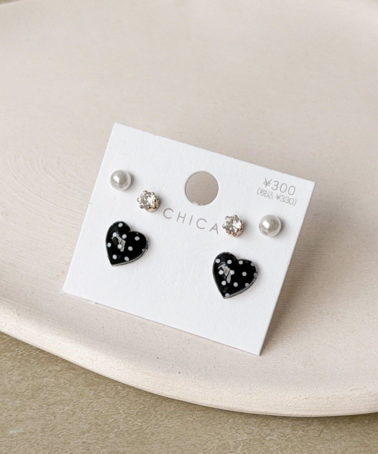 3COINS(スリーコインズ) ドットハートセットピアス6個セット