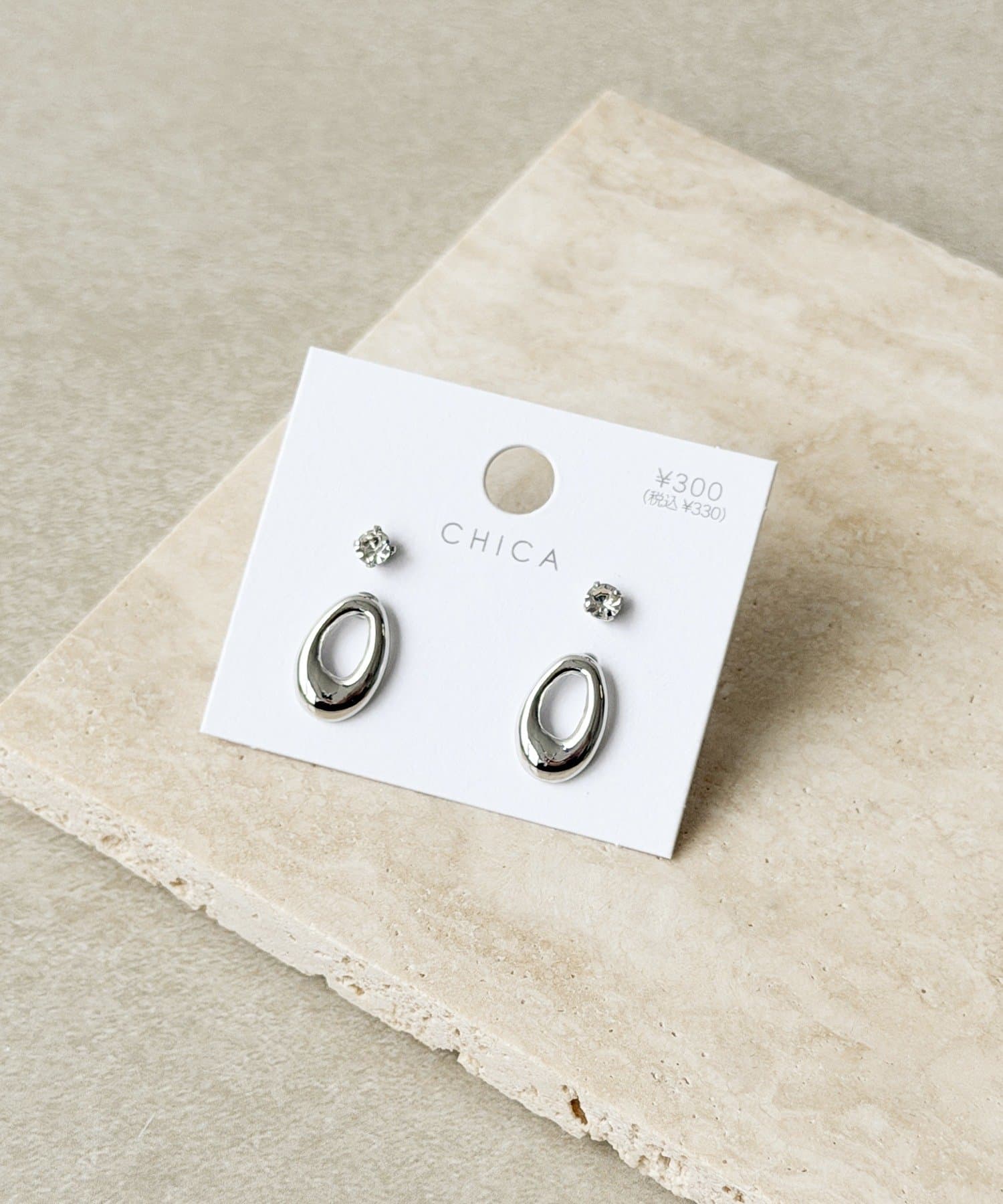 3COINS(スリーコインズ) メタルビジューセットピアス4個セット