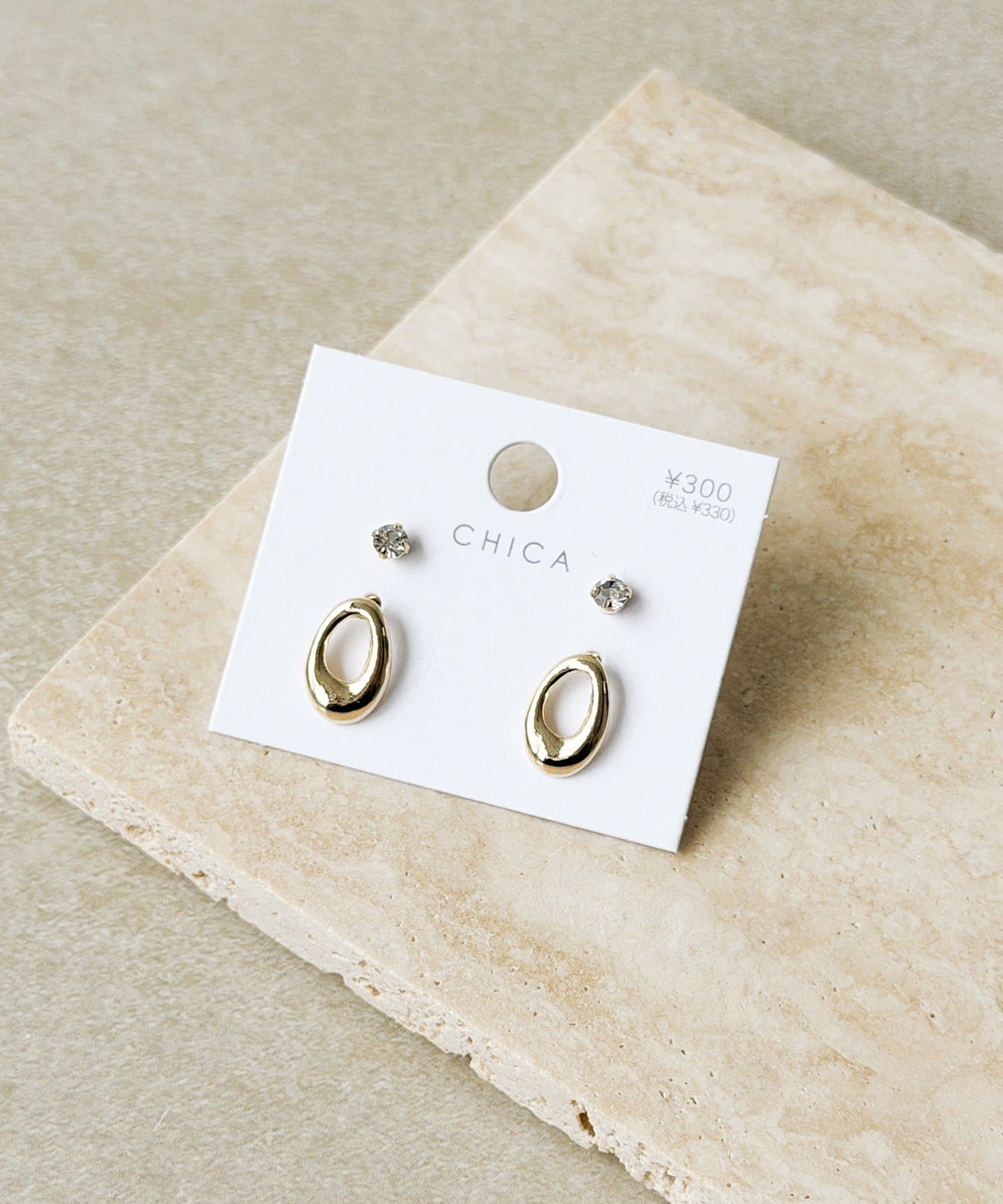 3COINS(スリーコインズ) メタルビジューセットピアス4個セット