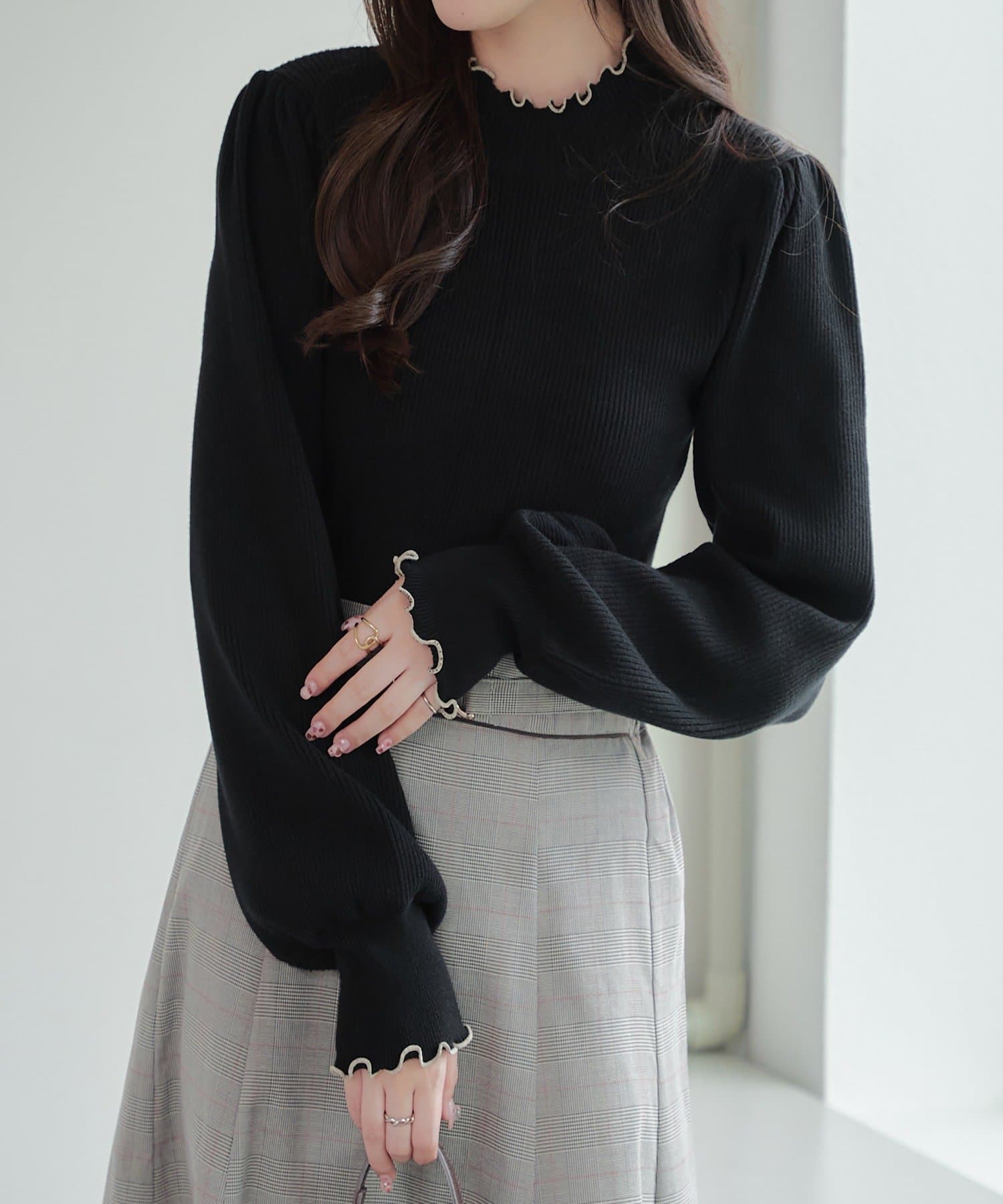 NICE CLAUP / OLIVE des OLIVE OUTLET(ナイスクラップ  / オリーブ デ オリーブ アウトレット) 【ANOTHER BRANCH】配色メローパワショルリブニット