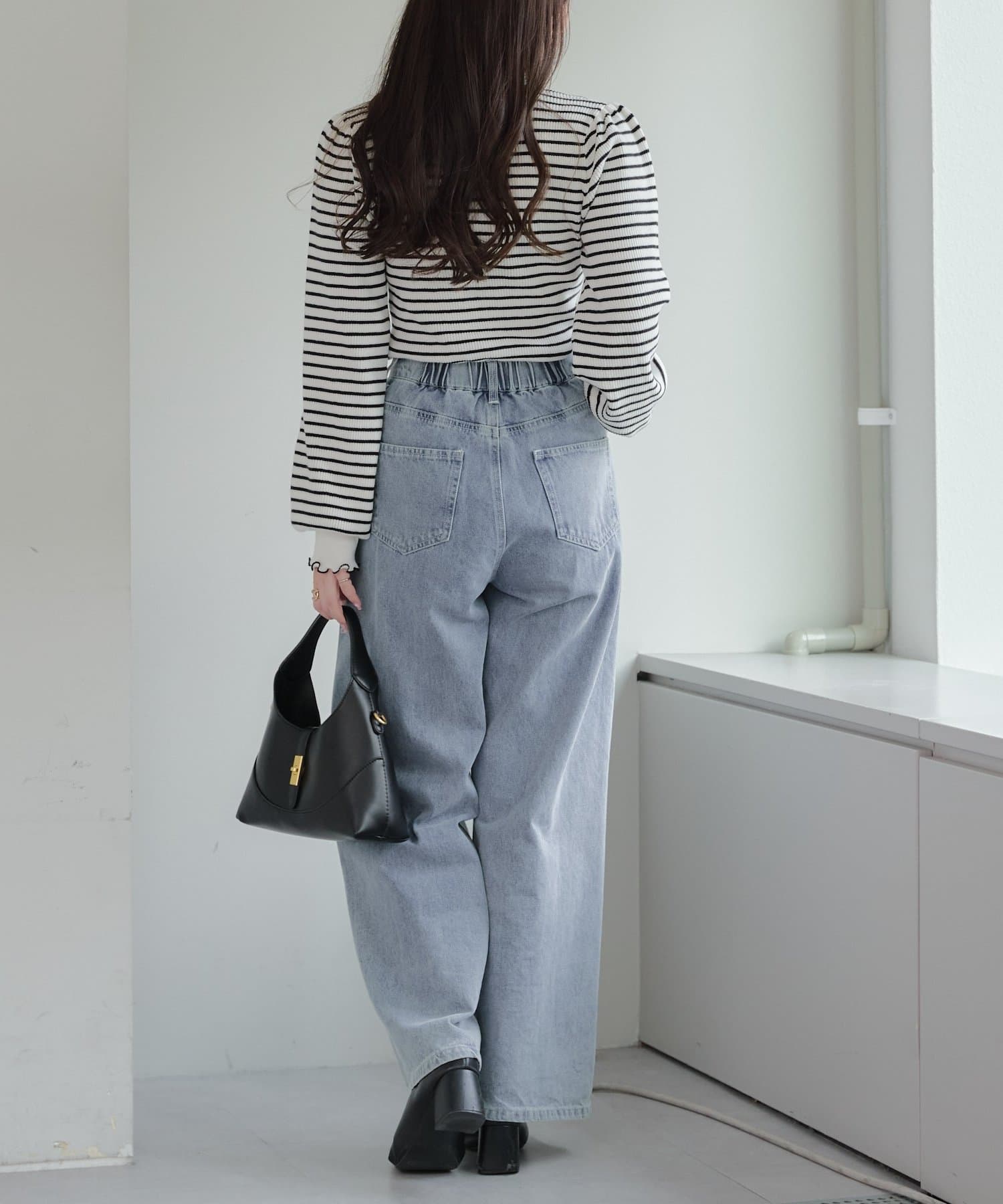 NICE CLAUP / OLIVE des OLIVE OUTLET(ナイスクラップ  / オリーブ デ オリーブ アウトレット) 【ANOTHER BRANCH】配色メローパワショルリブニット