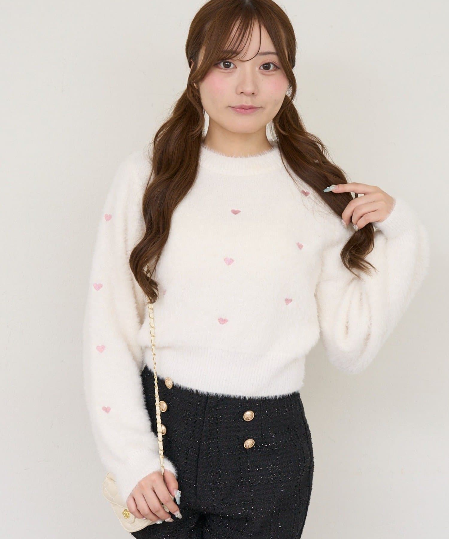 NICE CLAUP / OLIVE des OLIVE OUTLET(ナイスクラップ  / オリーブ デ オリーブ アウトレット) 【ANOTHER BRANCH】ハート刺繍フェザーニット
