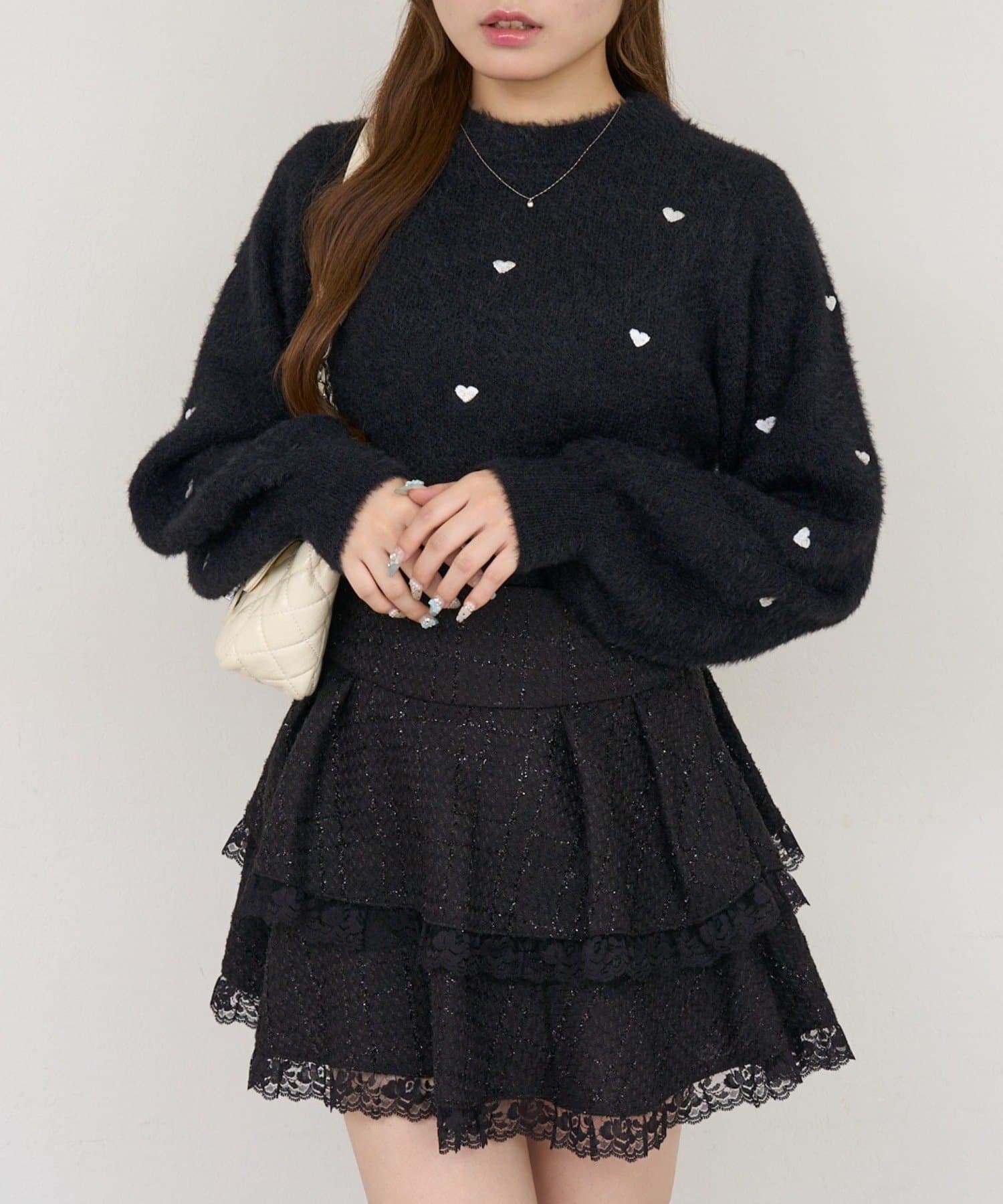 NICE CLAUP / OLIVE des OLIVE OUTLET(ナイスクラップ  / オリーブ デ オリーブ アウトレット) 【ANOTHER BRANCH】ハート刺繍フェザーニット