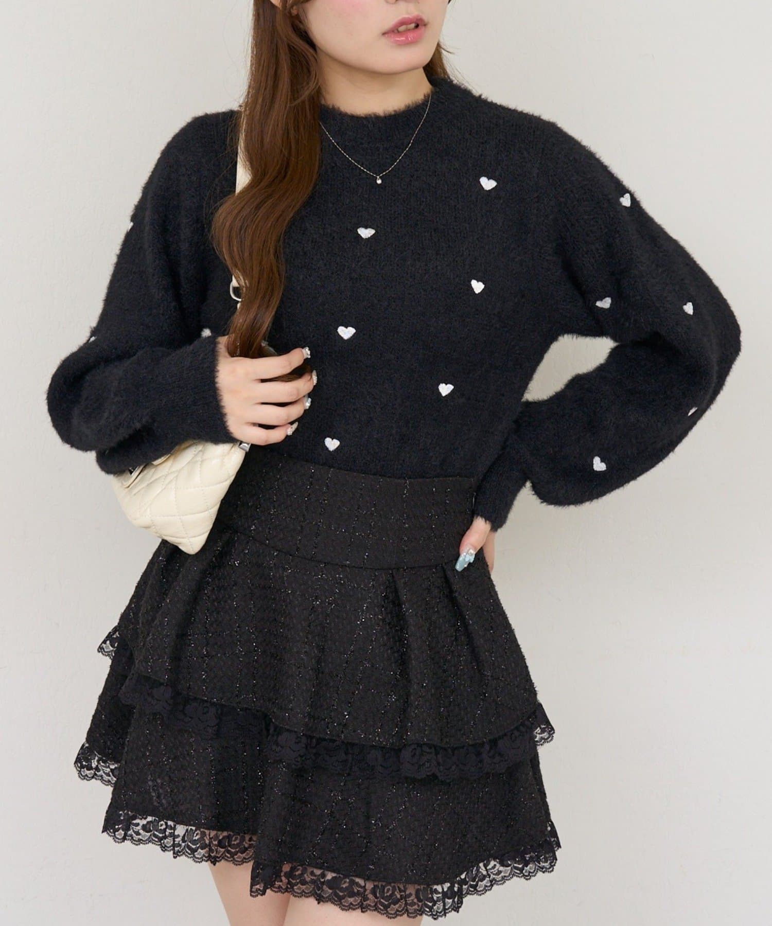 NICE CLAUP / OLIVE des OLIVE OUTLET(ナイスクラップ  / オリーブ デ オリーブ アウトレット) 【ANOTHER BRANCH】ハート刺繍フェザーニット