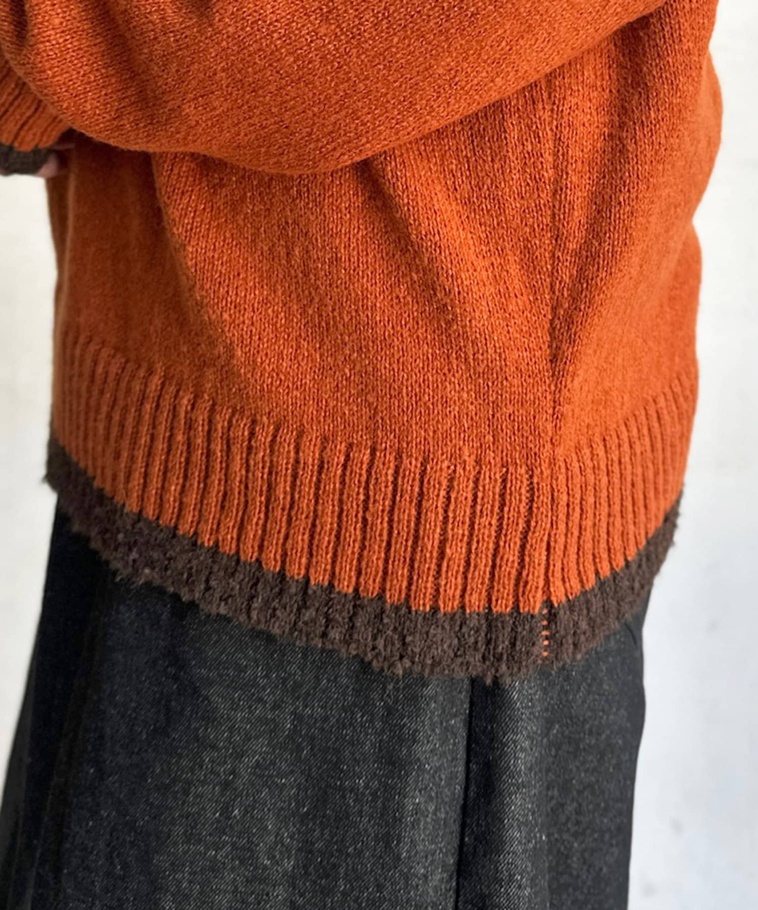 CPCM(シーピーシーエム) 異素材クレリックヘンリーニット