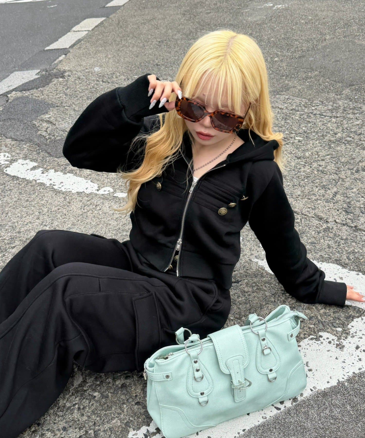 NICE CLAUP / OLIVE des OLIVE OUTLET(ナイスクラップ  / オリーブ デ オリーブ アウトレット) 【continuer】セットアップ可能ナポレオン風スウェットパンツ