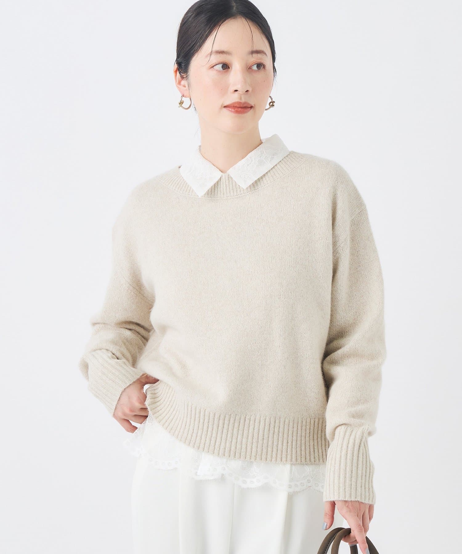NOLLEY'S(ノーリーズ) 《手洗い可能》へアリーラメボートネックプルオーバー