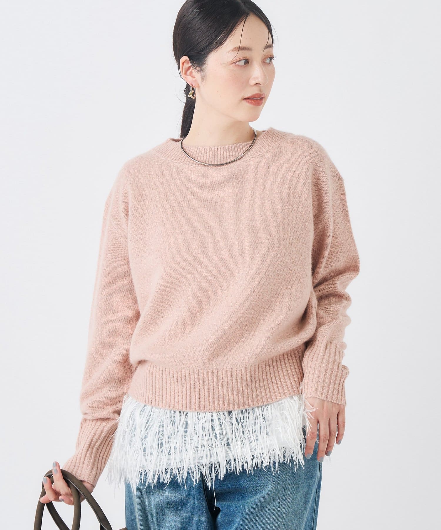 NOLLEY'S(ノーリーズ) 《手洗い可能》へアリーラメボートネックプルオーバー
